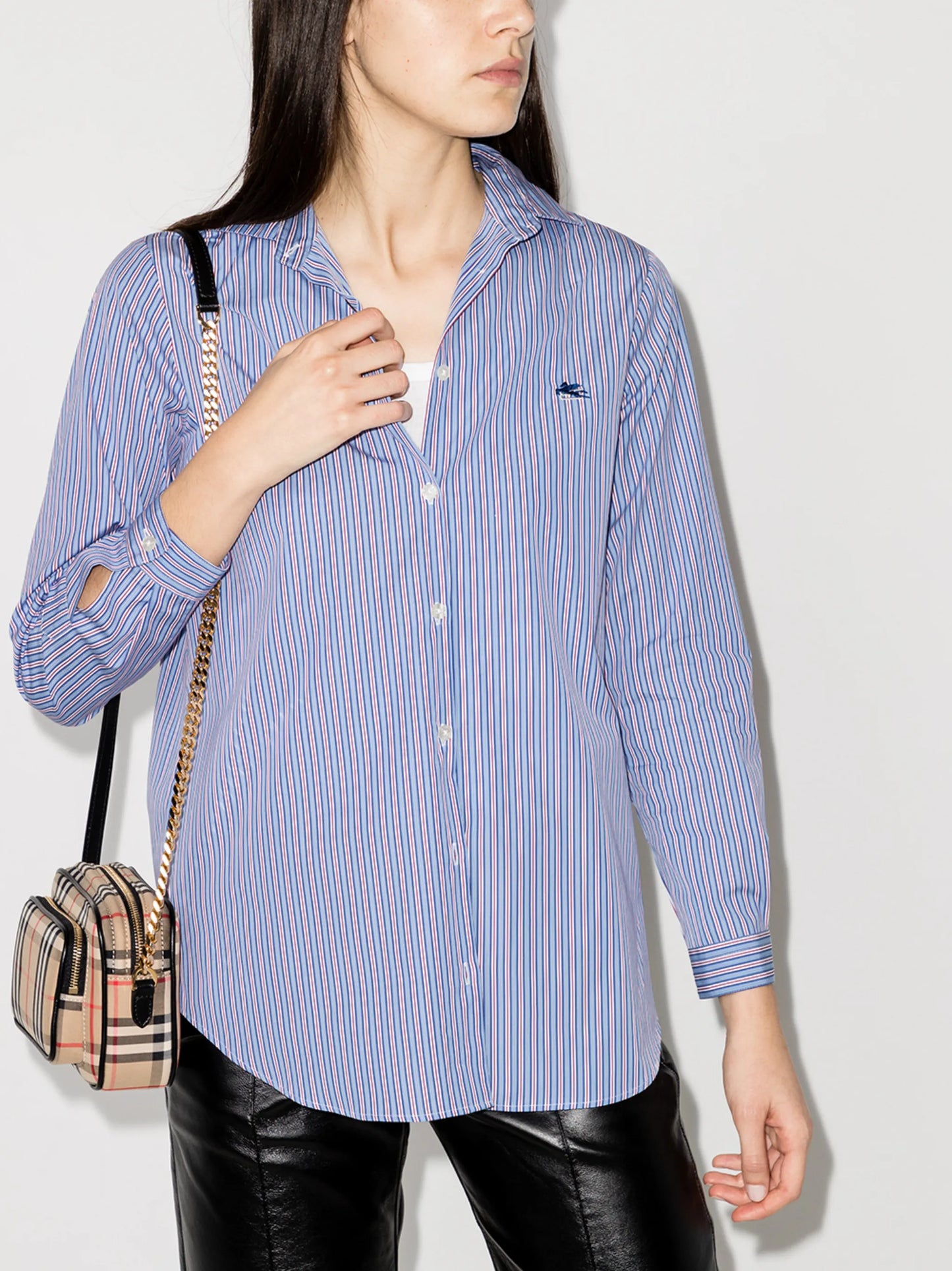 stripe print poplin shirt