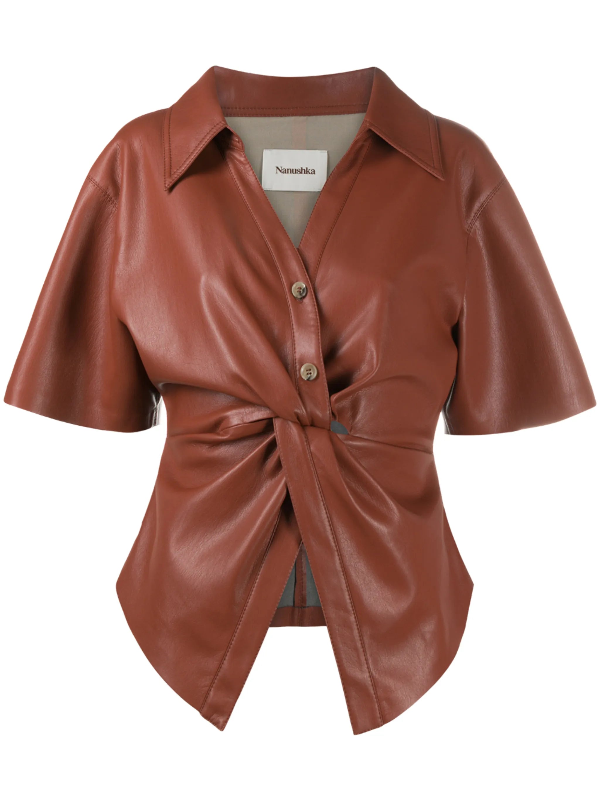 Thora faux-leather blouse