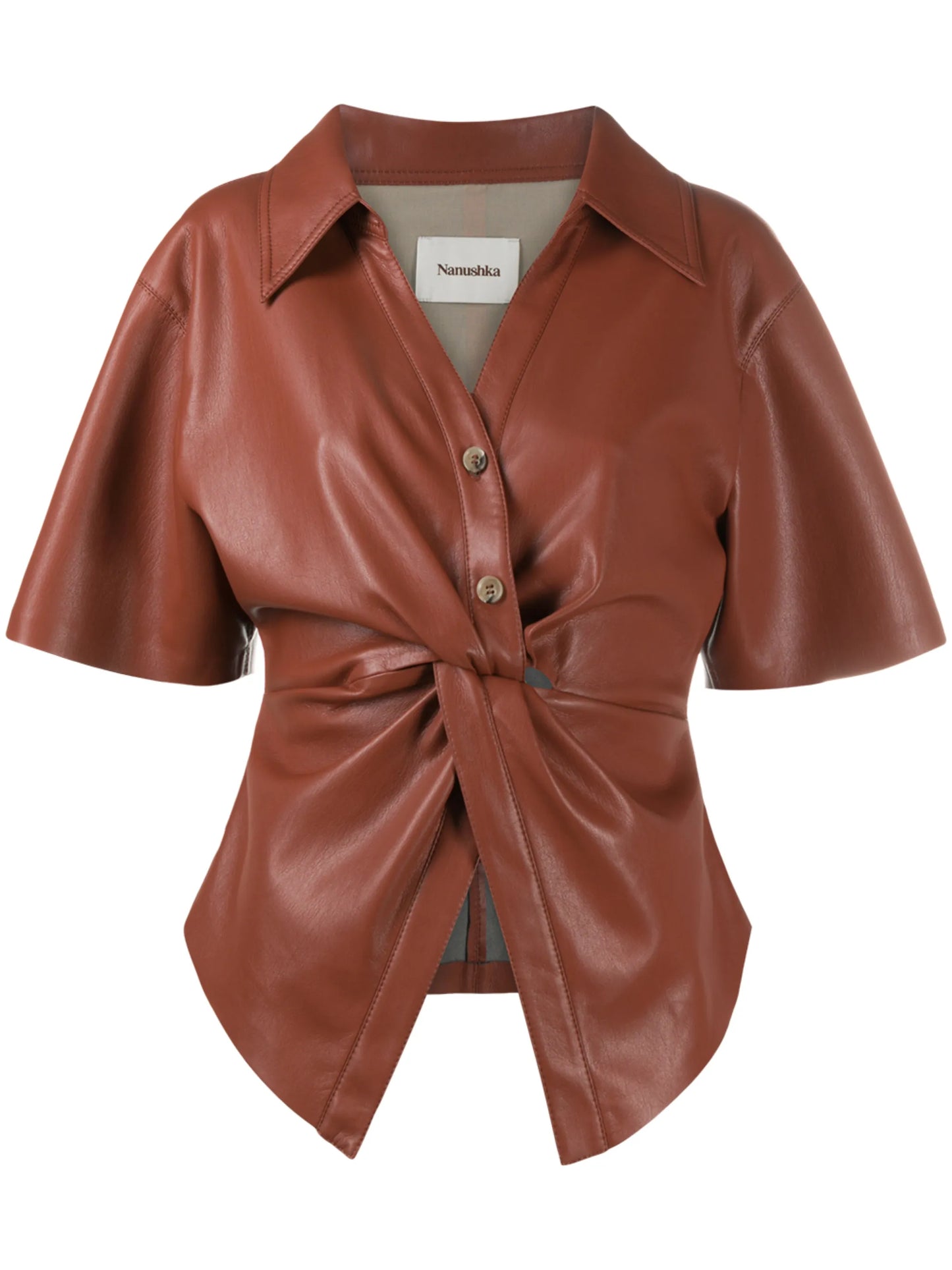 Thora faux-leather blouse