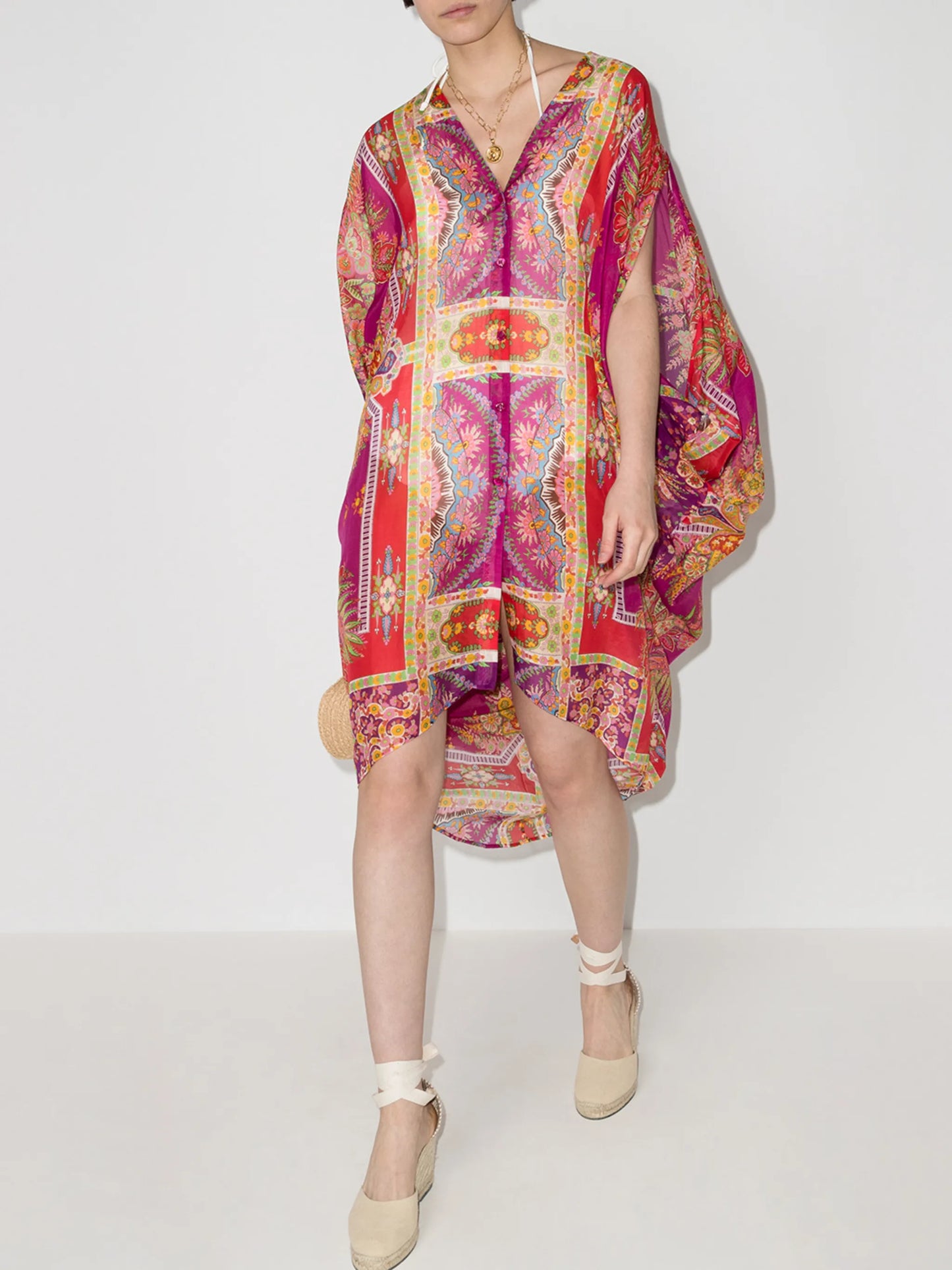 geometric print kaftan dress
