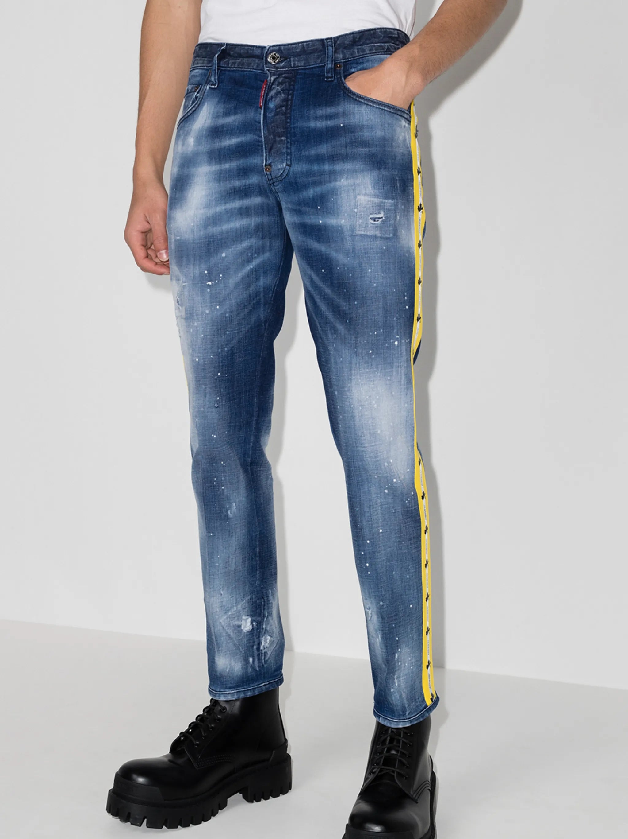 Skater logo-tape slim jeans