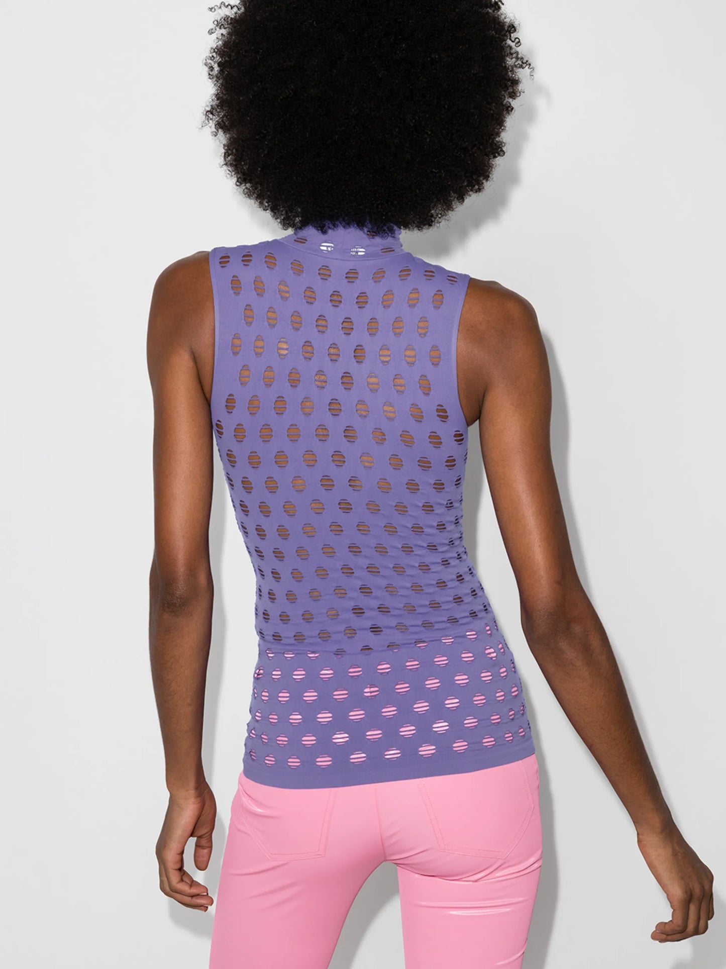 perforated rollneck tank top