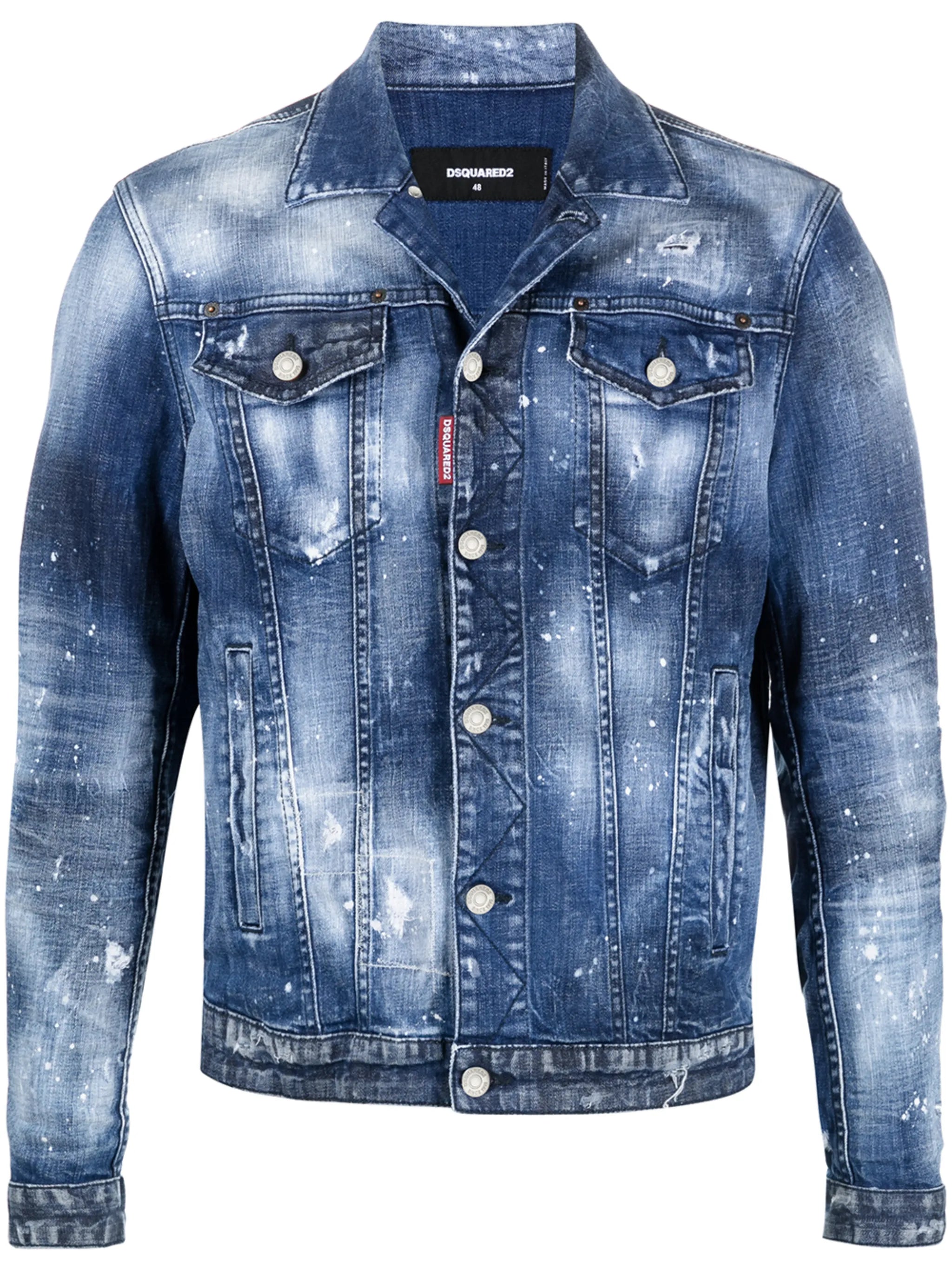 paint-splatter denim jacket