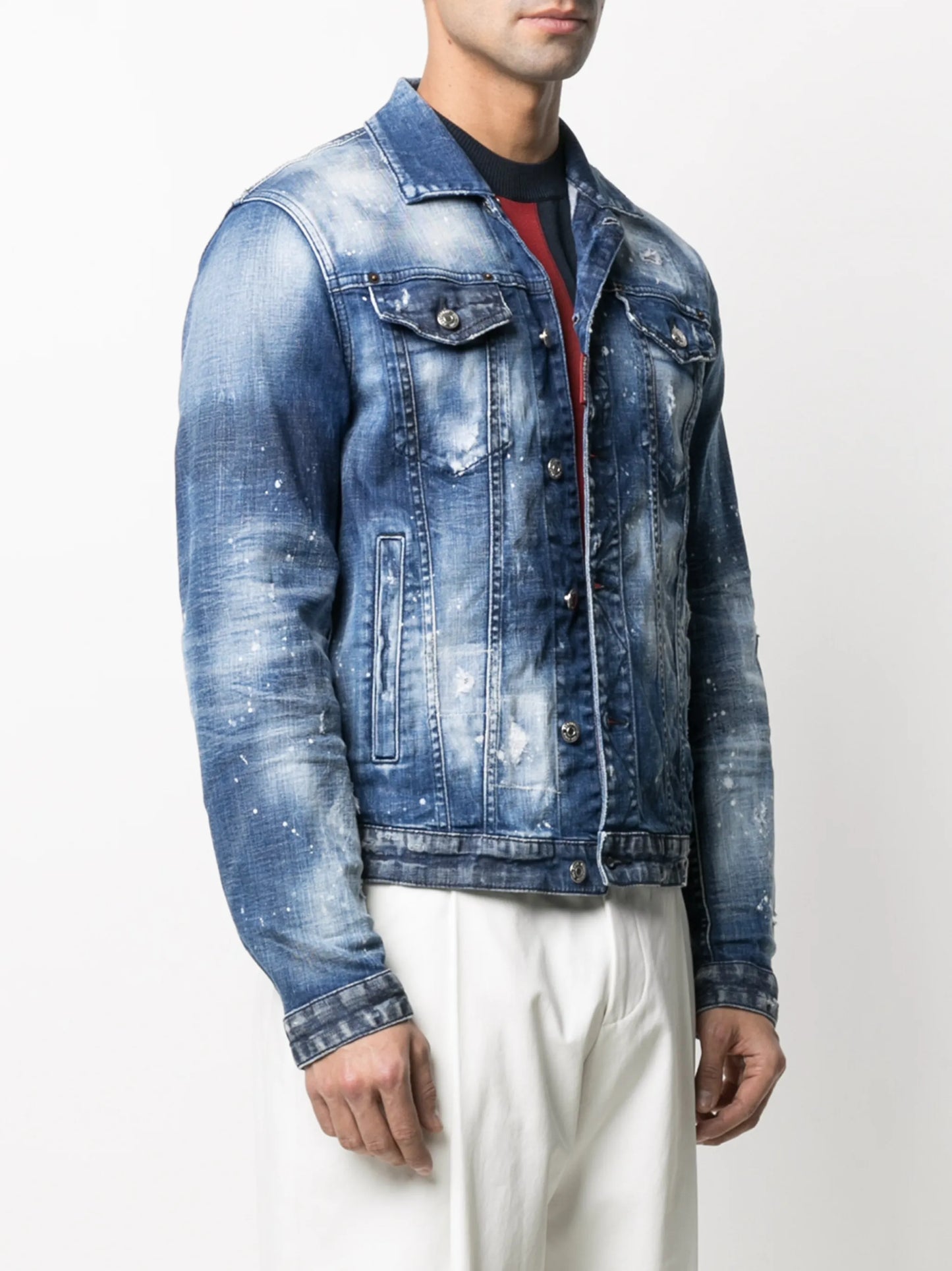 paint-splatter denim jacket