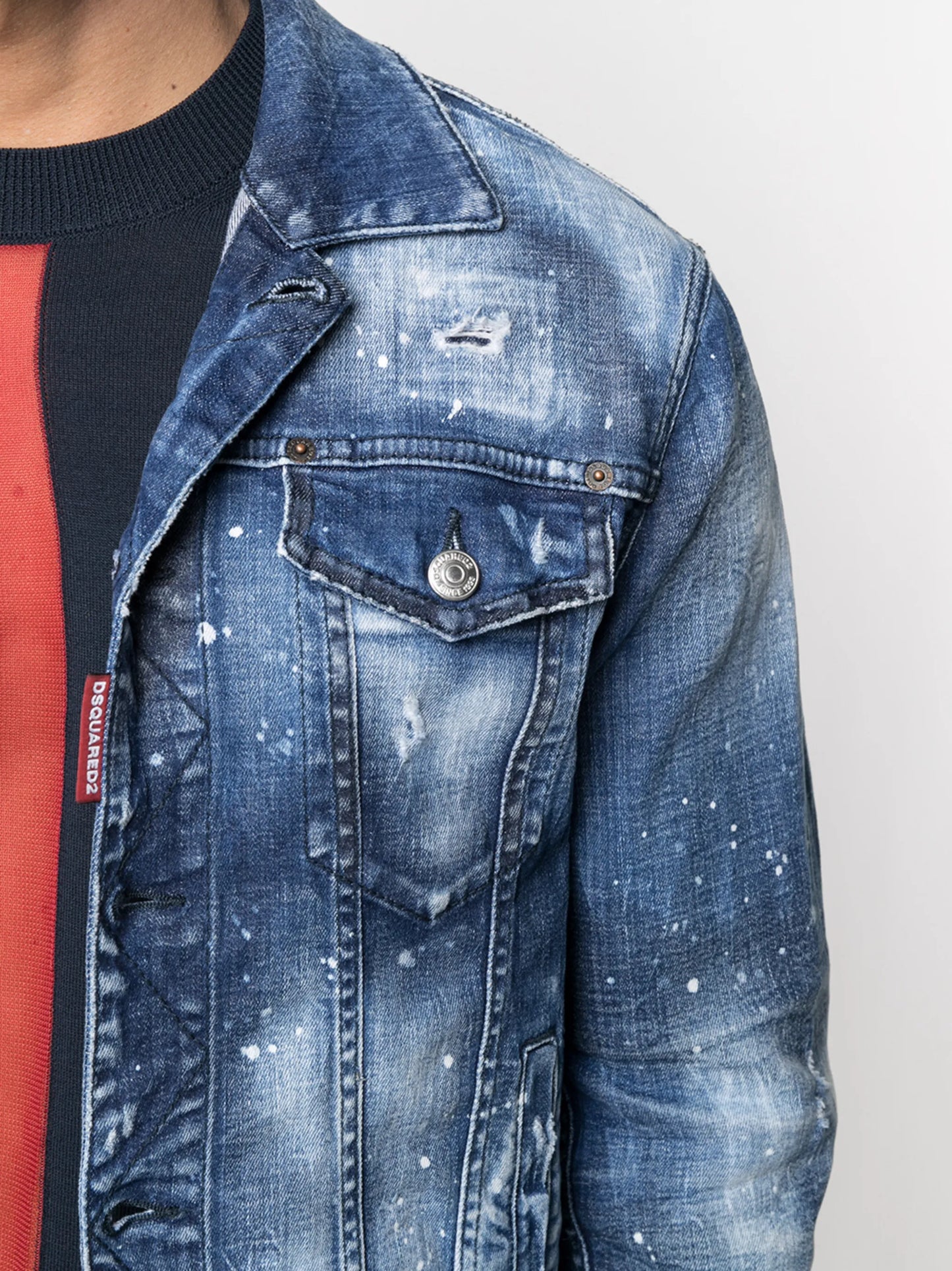 paint-splatter denim jacket