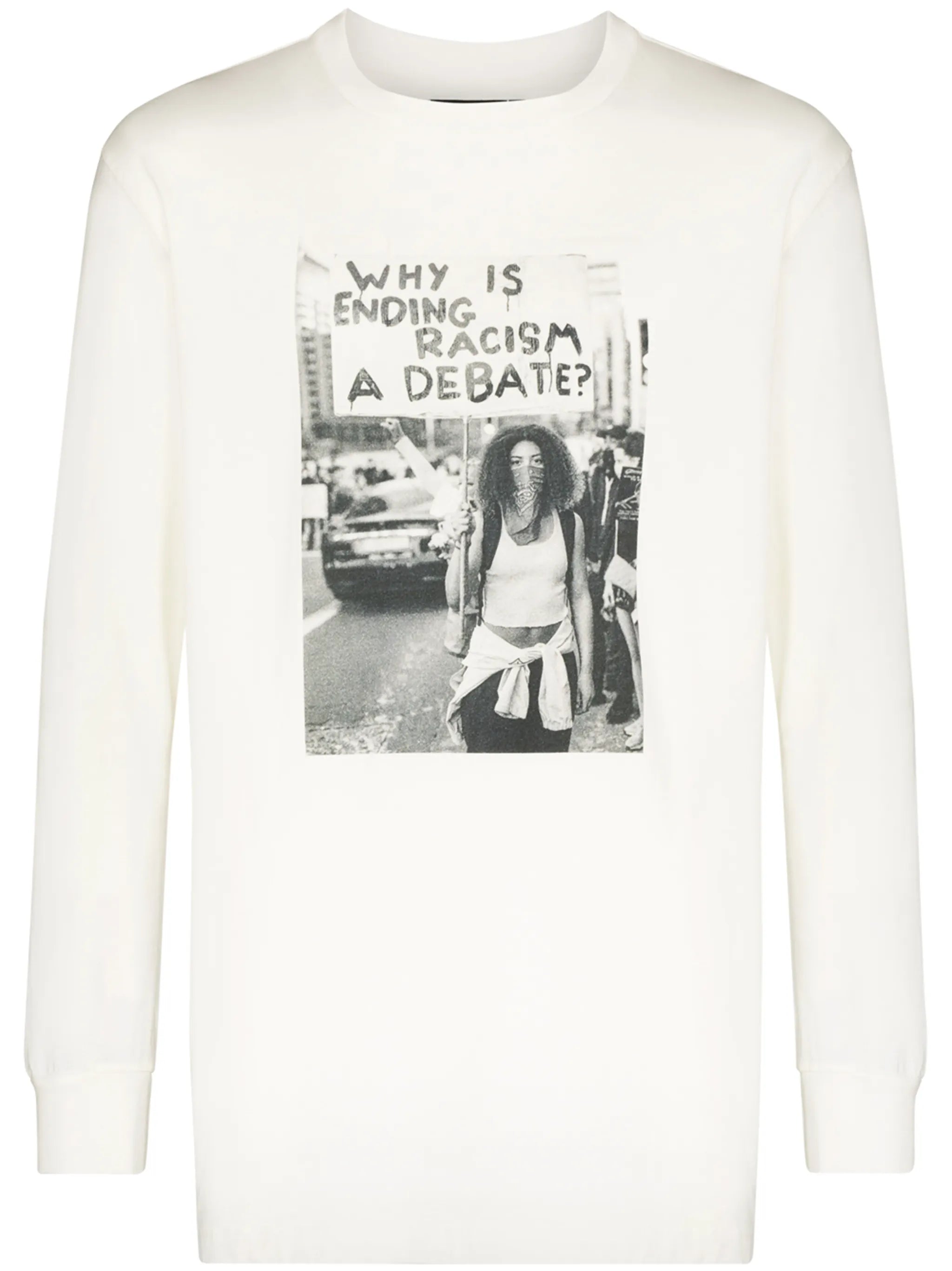 long-sleeve photograph print T-shirt