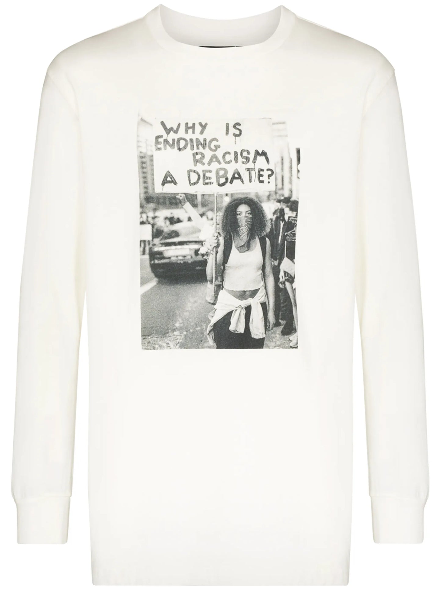 long-sleeve photograph print T-shirt