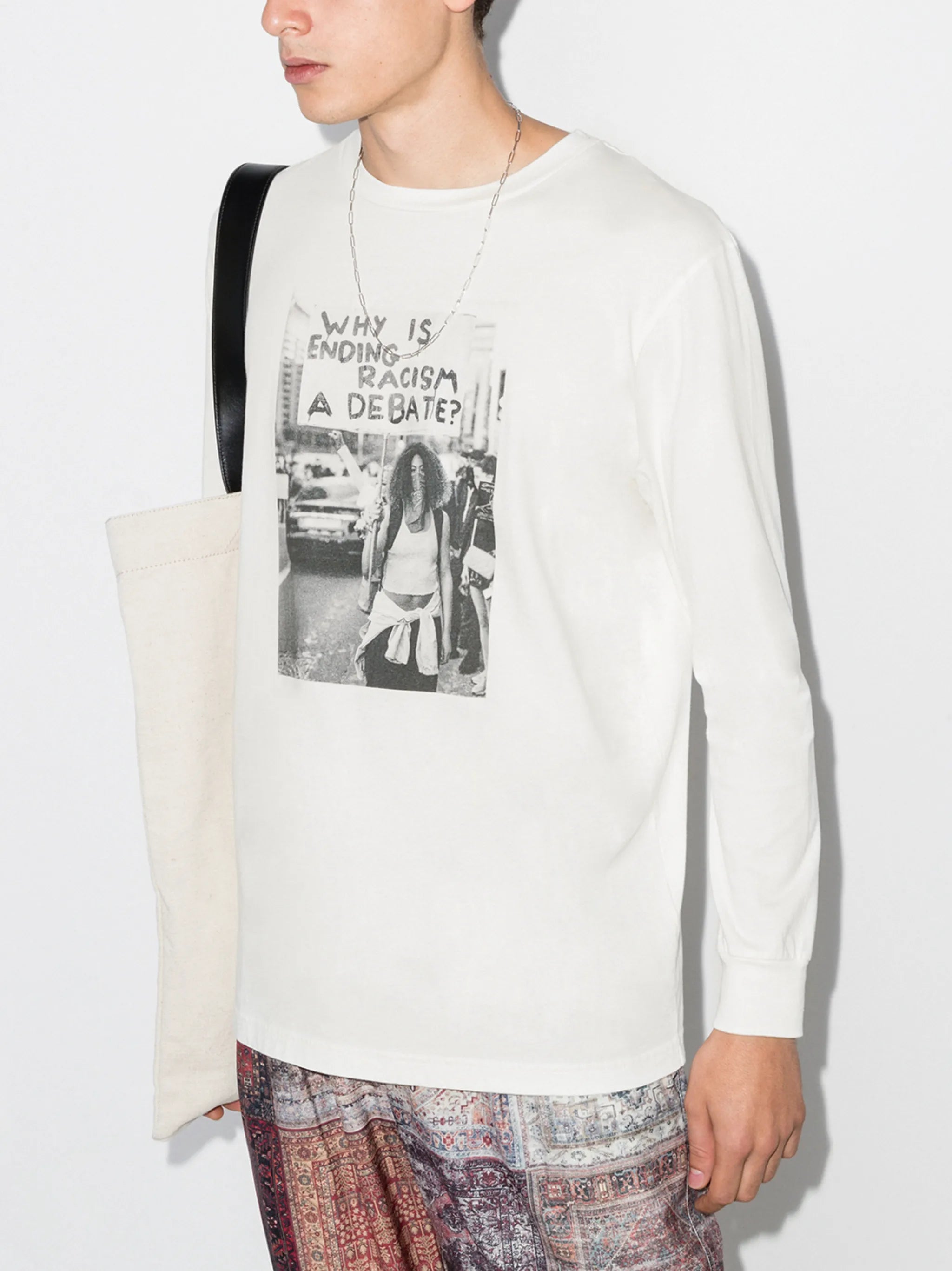 long-sleeve photograph print T-shirt