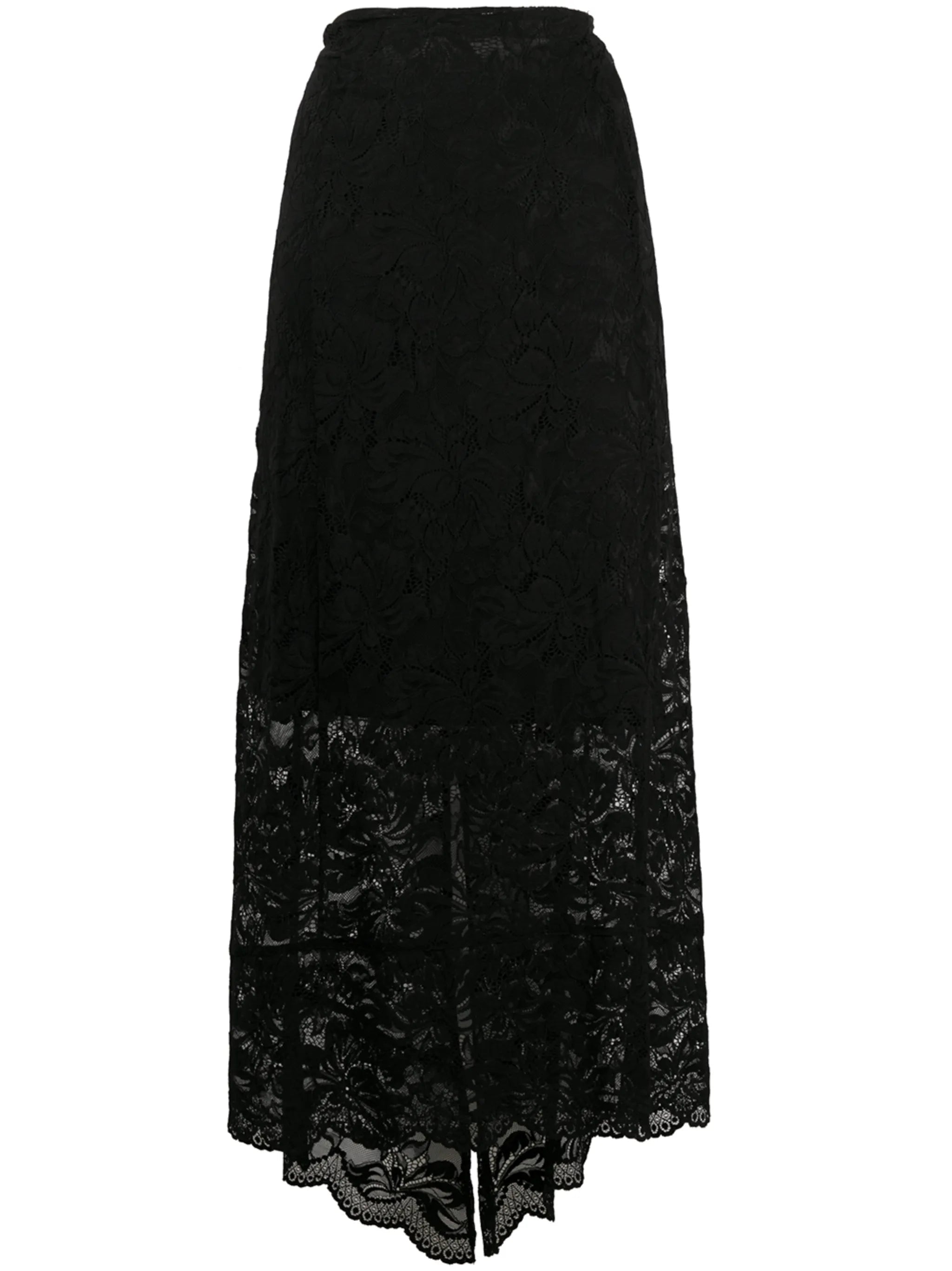 split-hem lace midi skirt