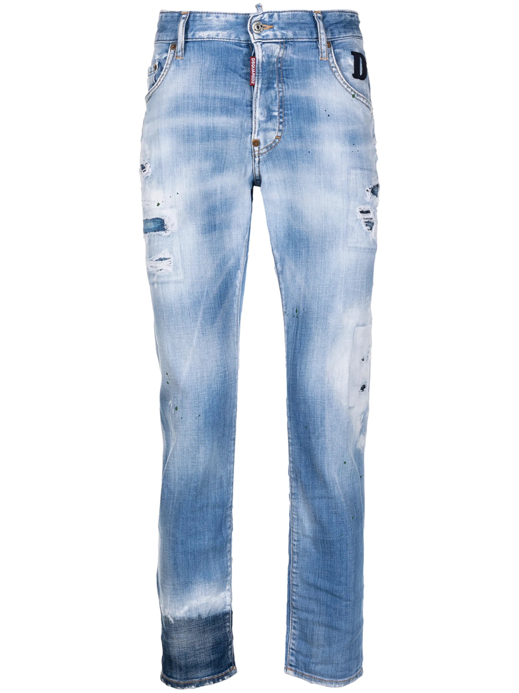 ripped straight-leg jeans