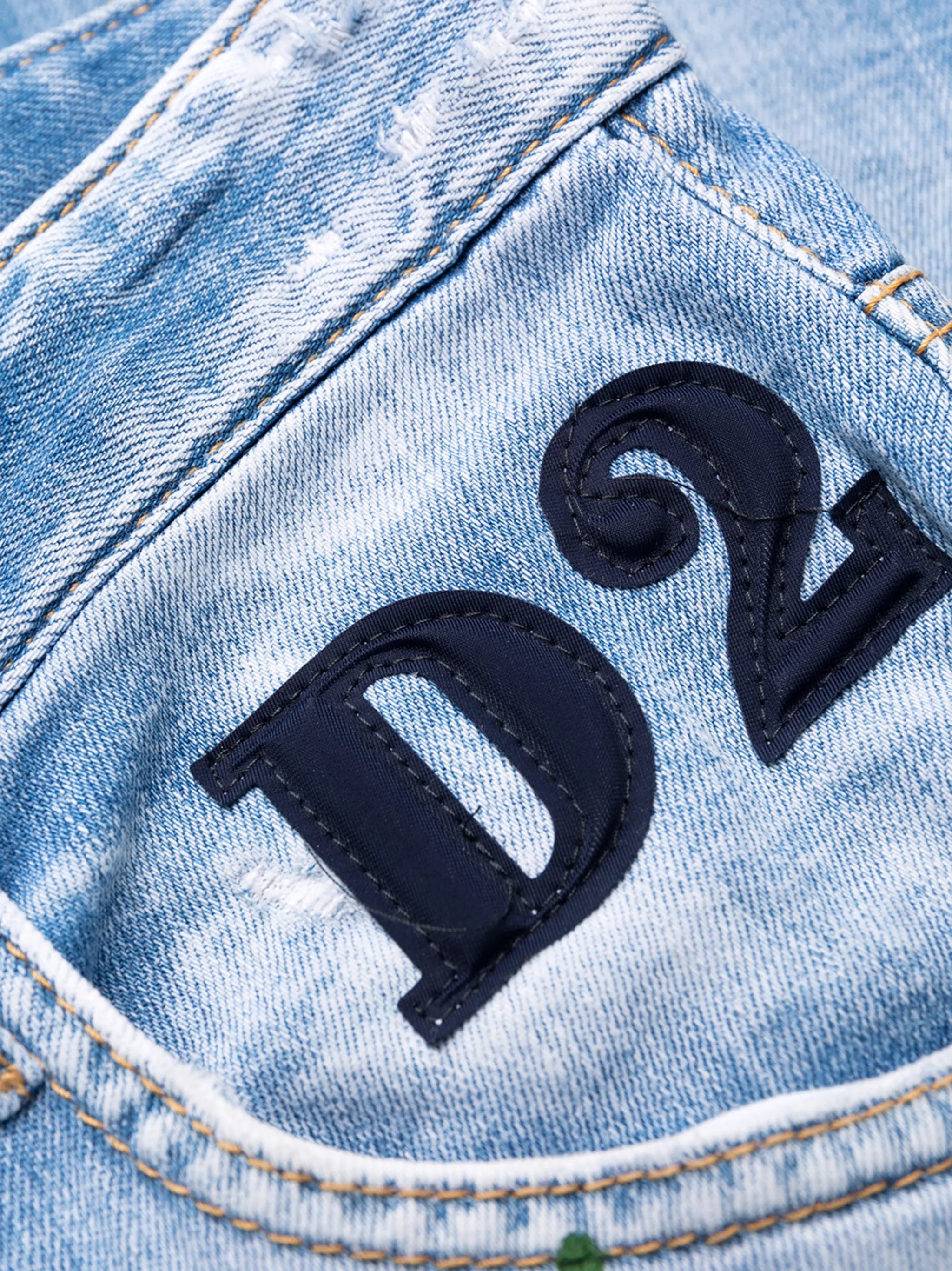ripped straight-leg jeans