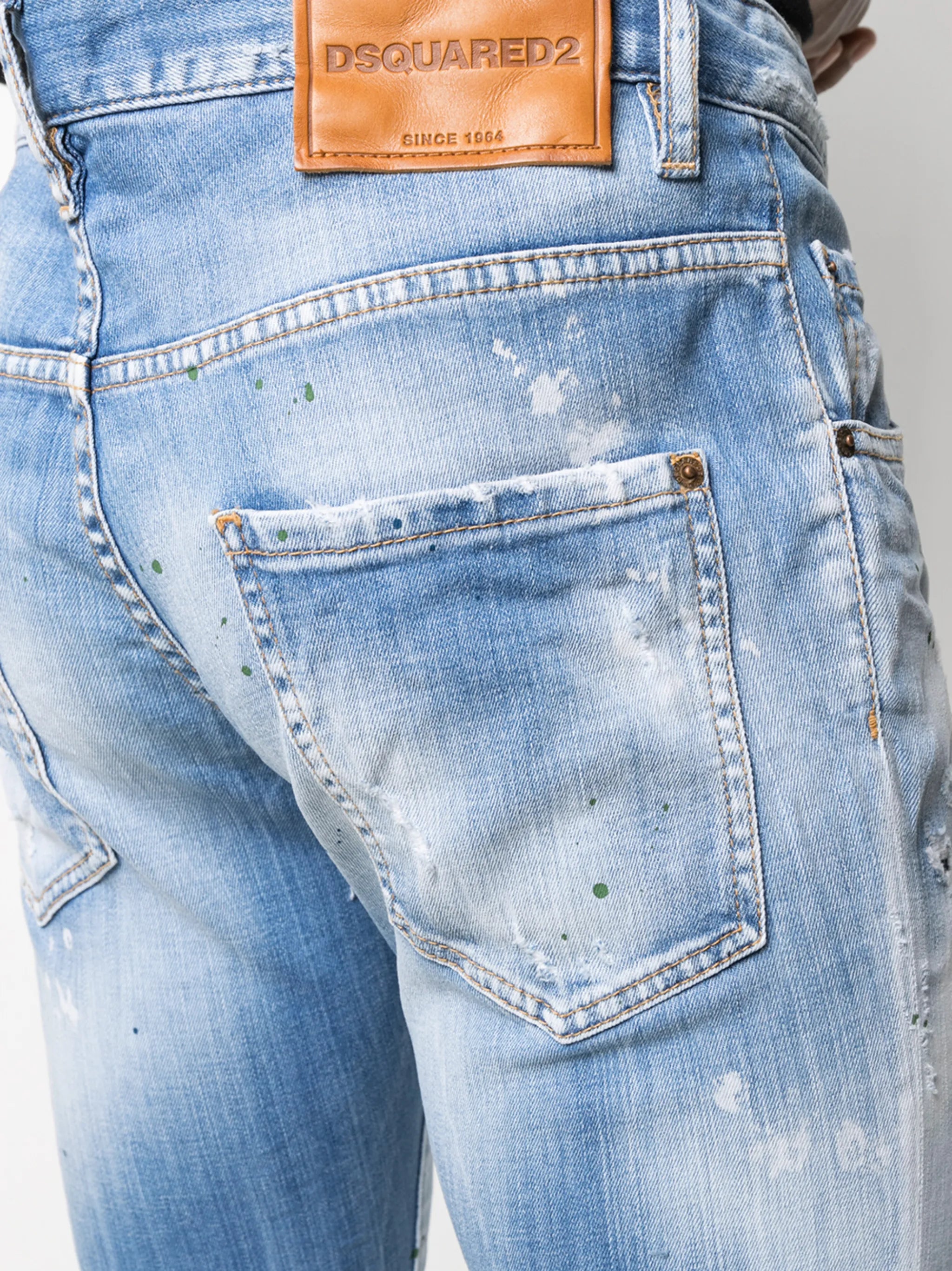 ripped straight-leg jeans