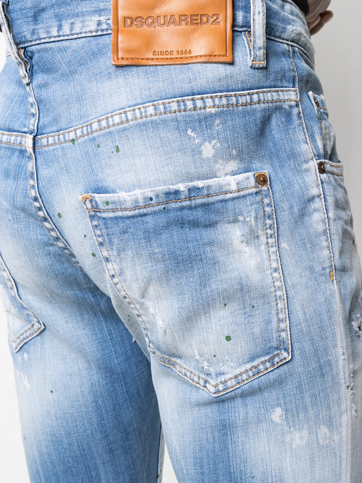 ripped straight-leg jeans