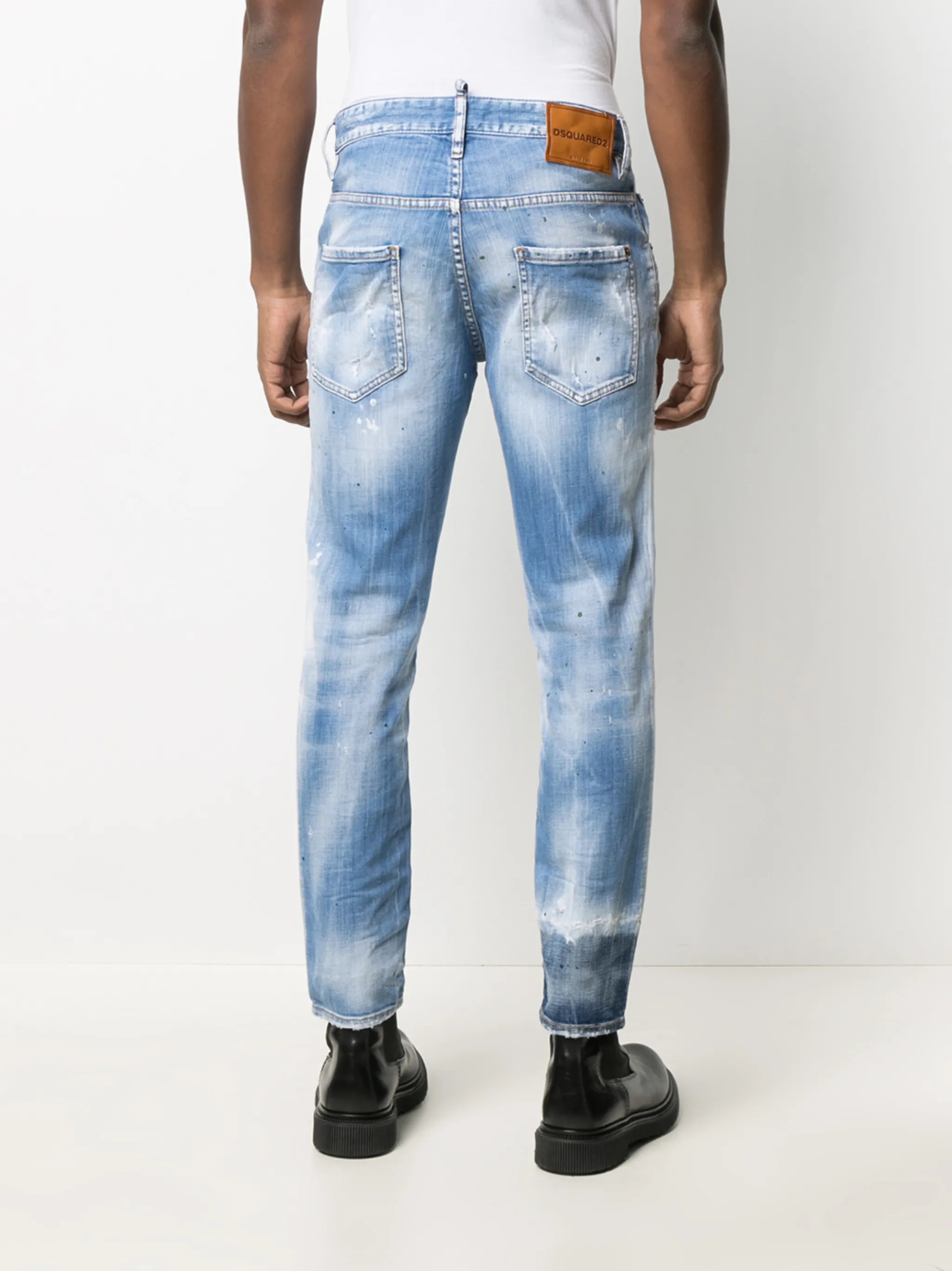 ripped straight-leg jeans