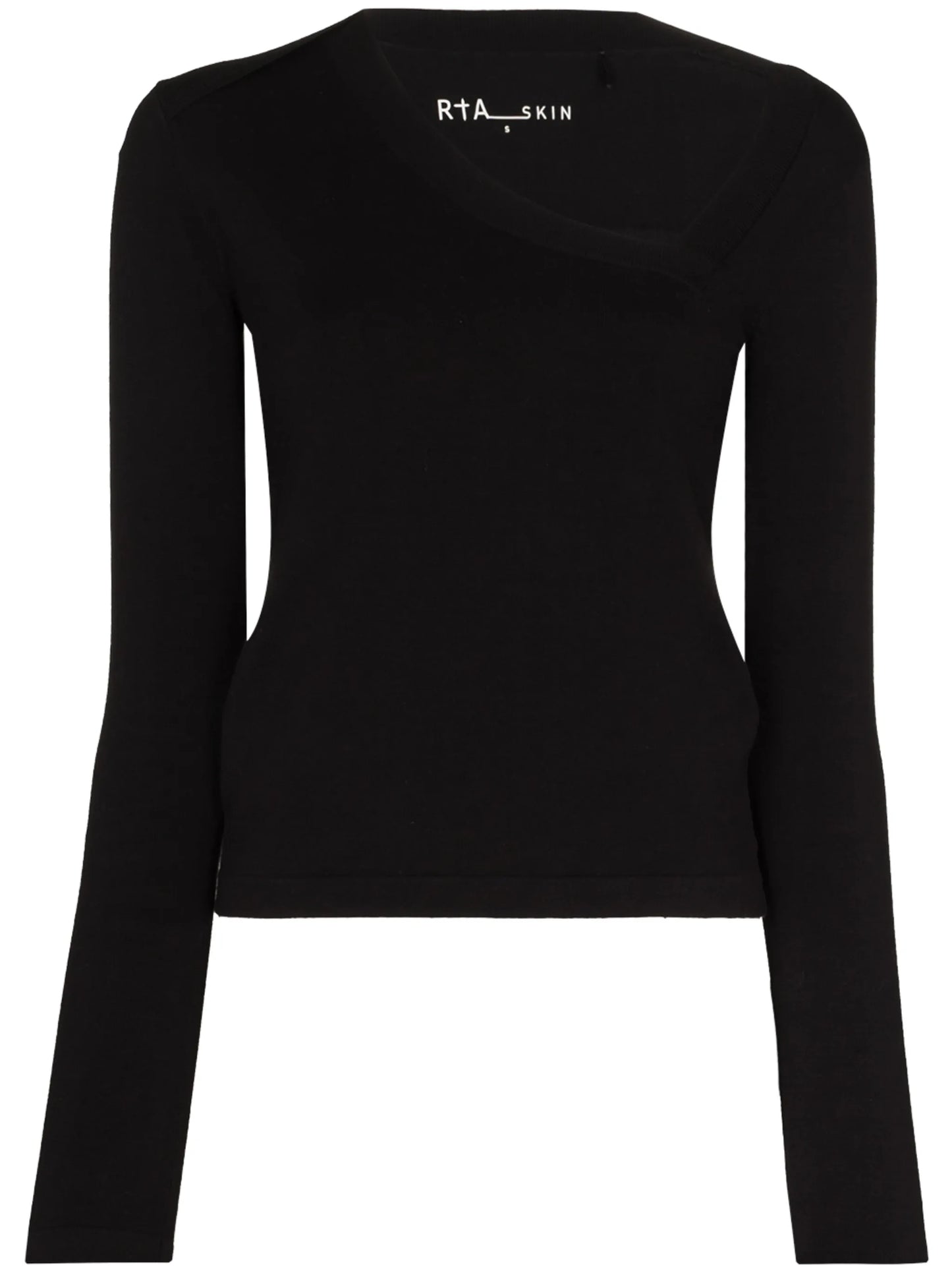 asymmetric-neck long-sleeve T-shirt