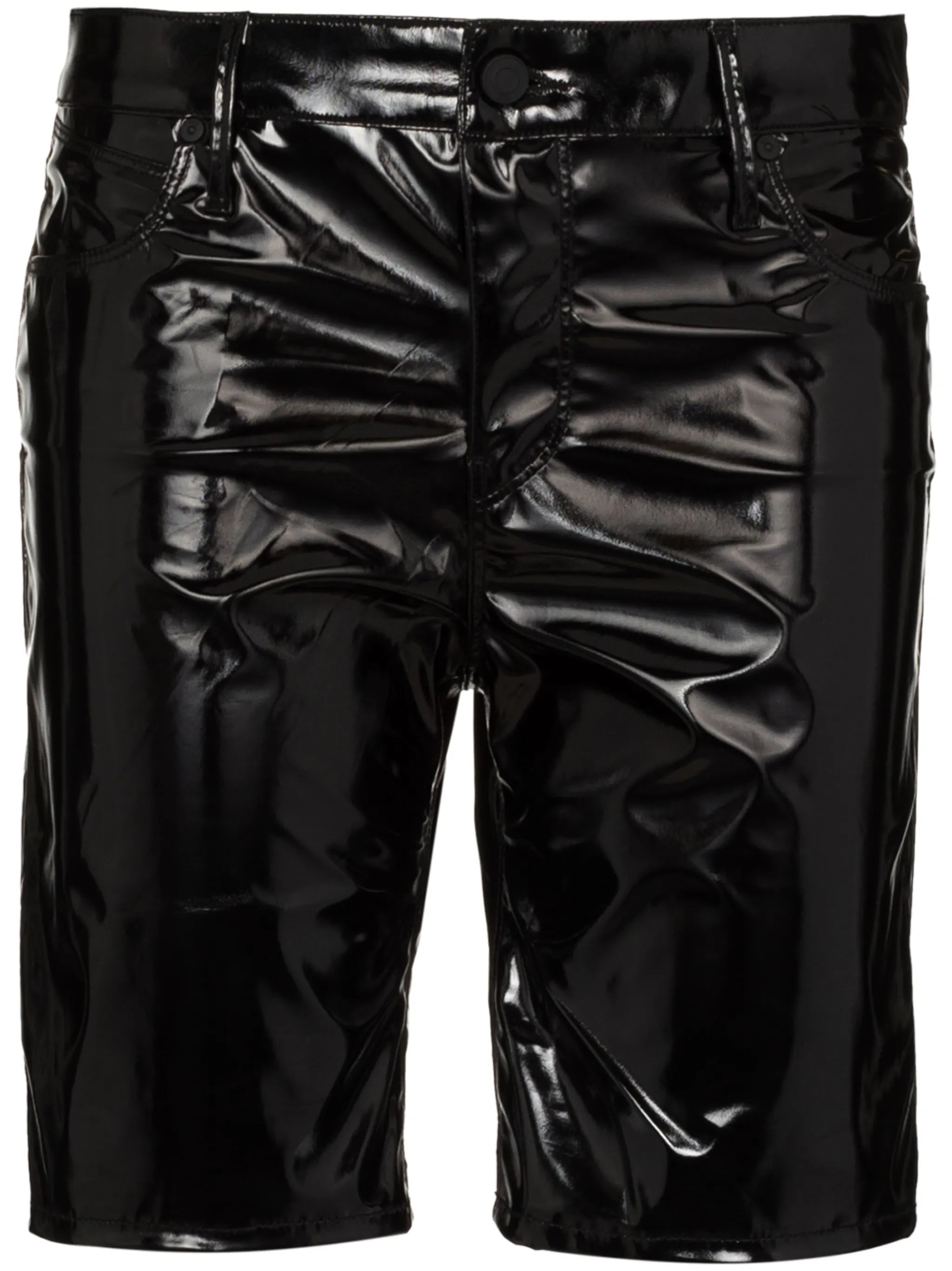 high-waist faux-leather shorts