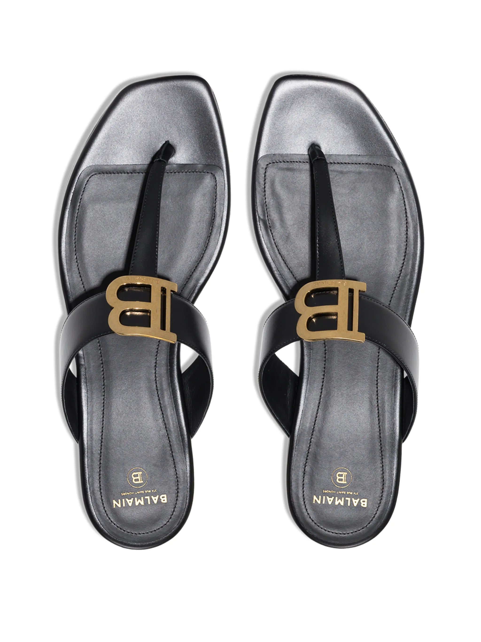 B appliqué leather sandals