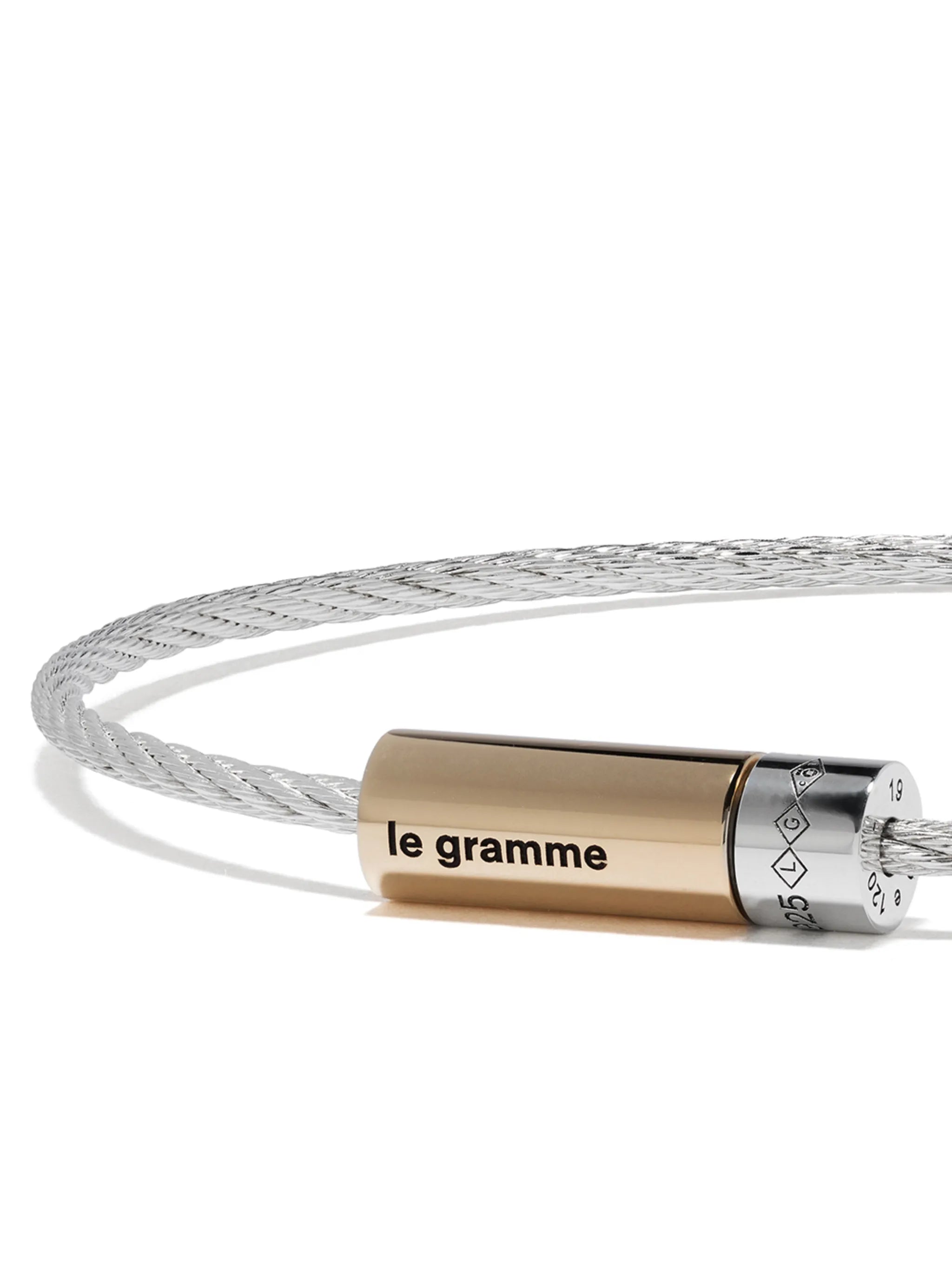 18kt gold and silver 7g polished bicolor cable bracelet