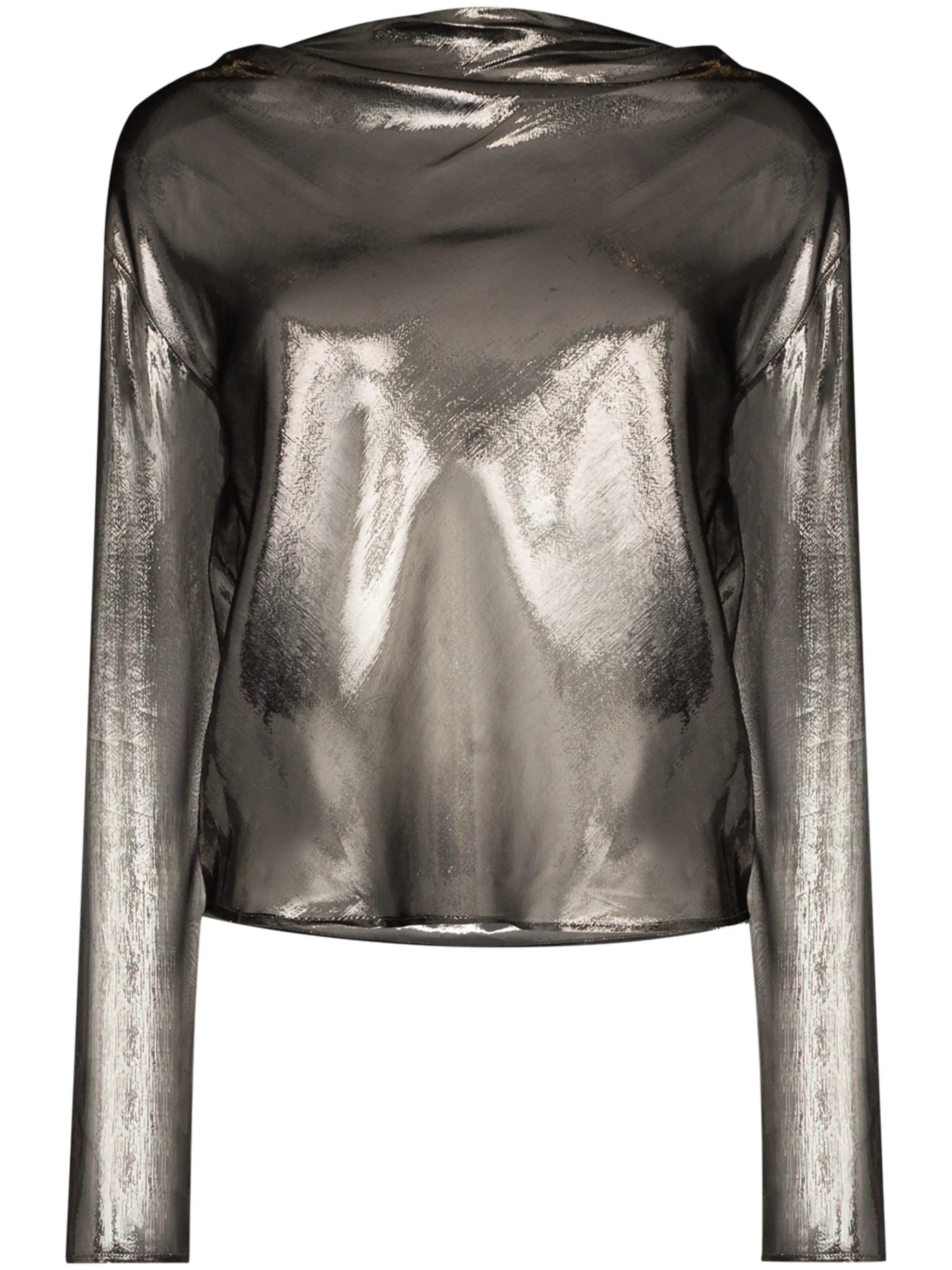 cowl semi-sheer blouse