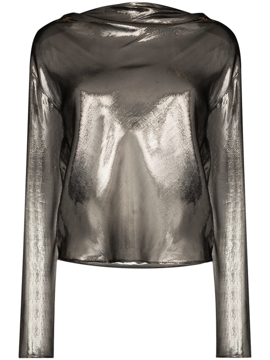 cowl semi-sheer blouse
