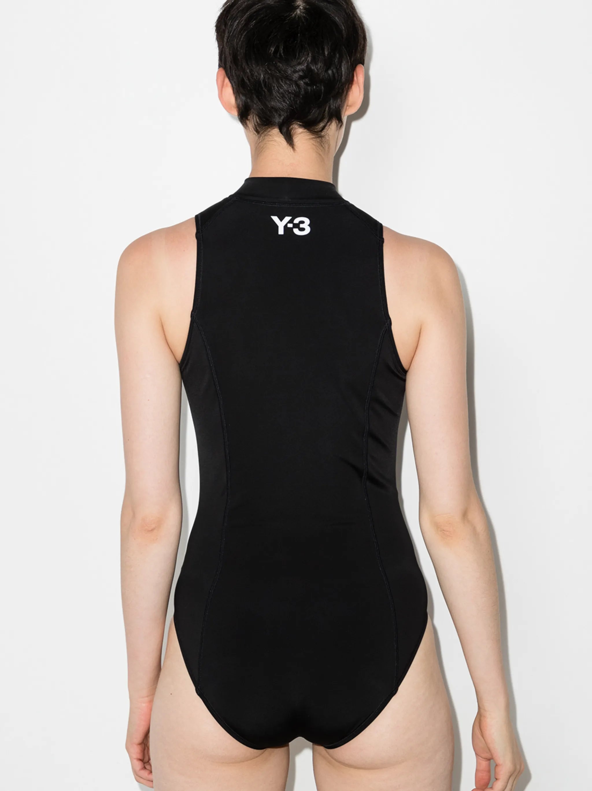 zipped logo print swimsuit