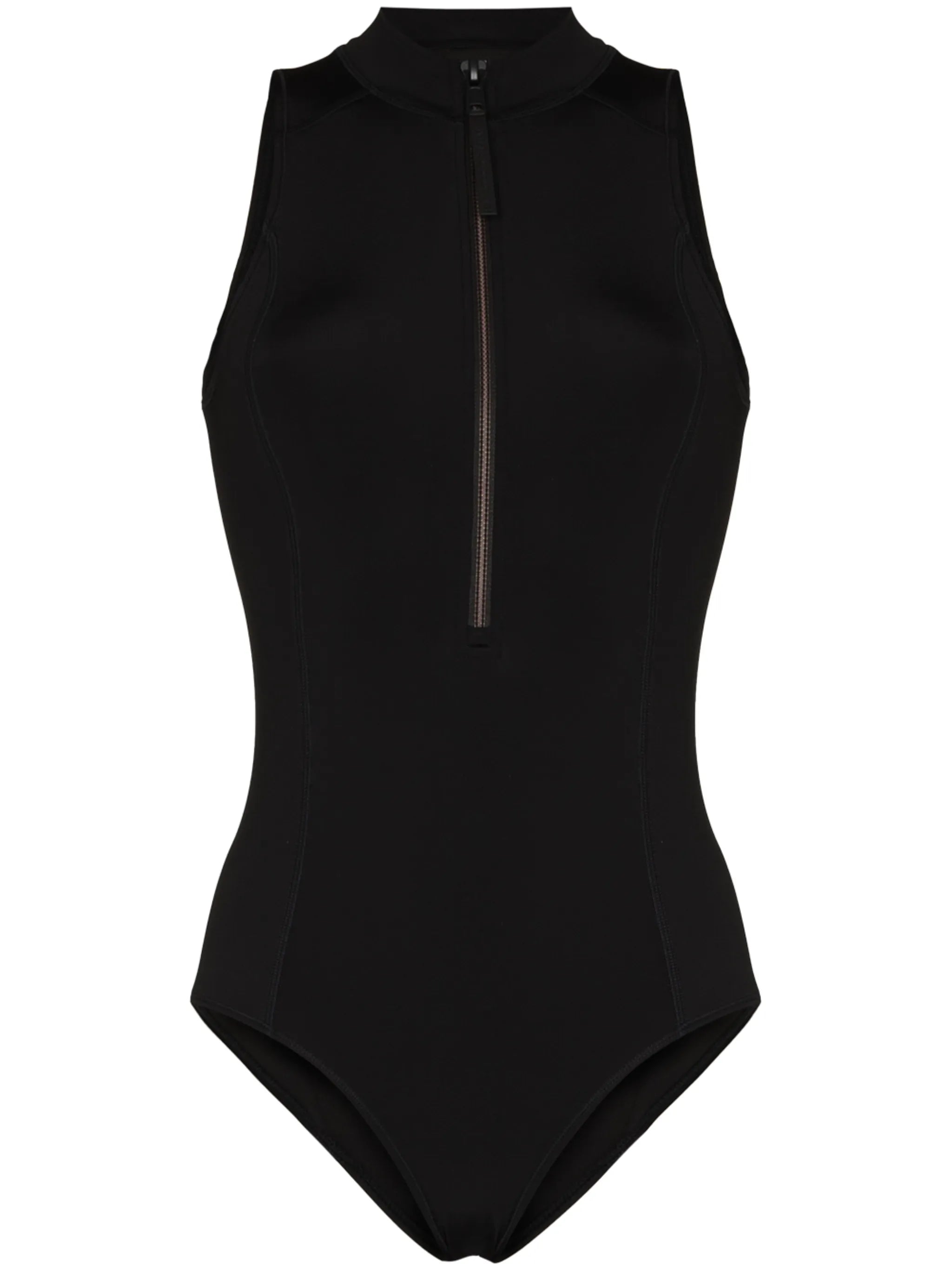 zipped logo print swimsuit