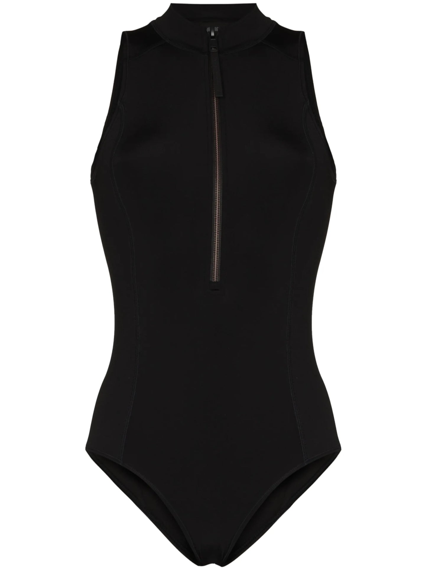 zipped logo print swimsuit