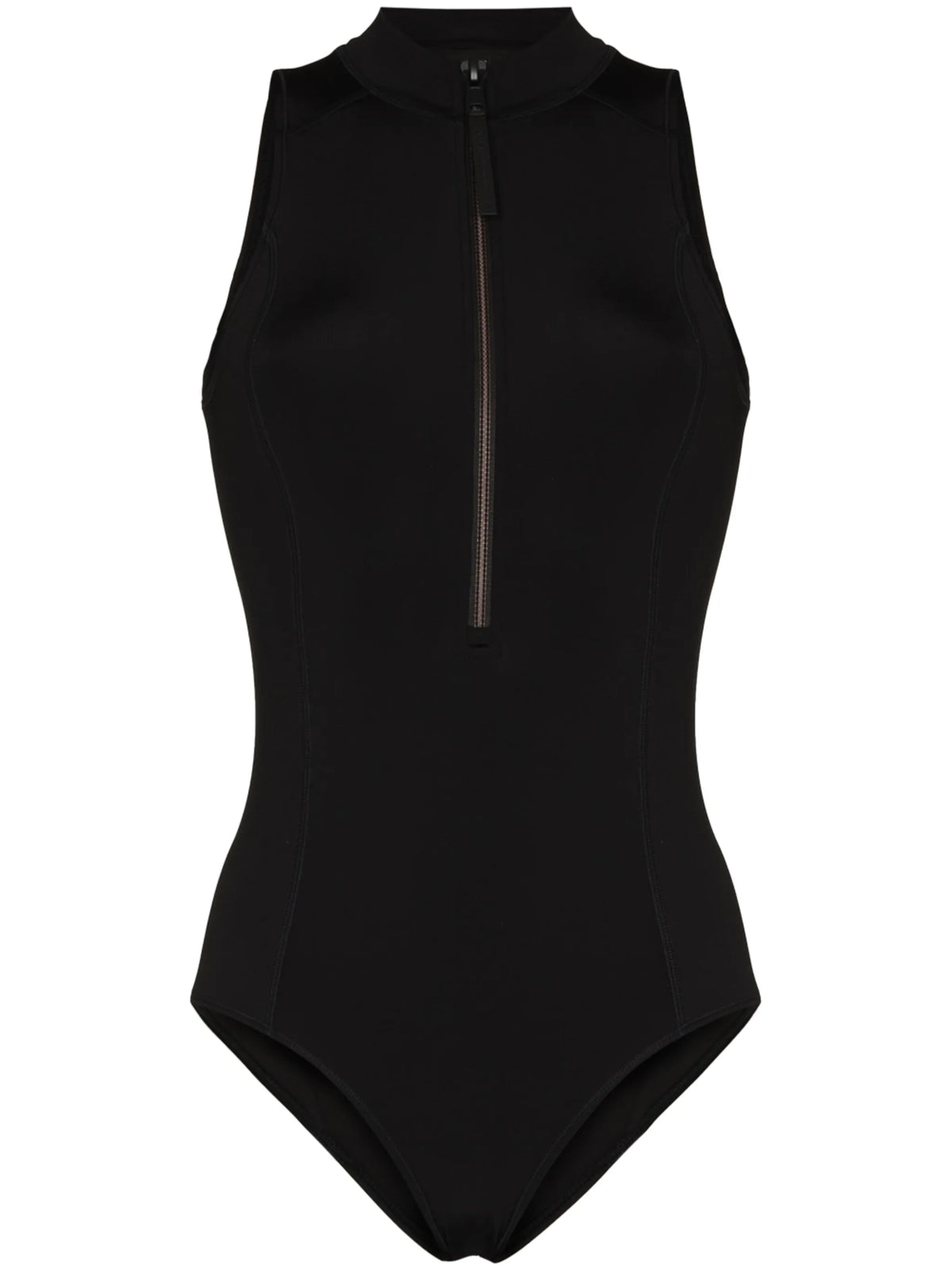 zipped logo print swimsuit