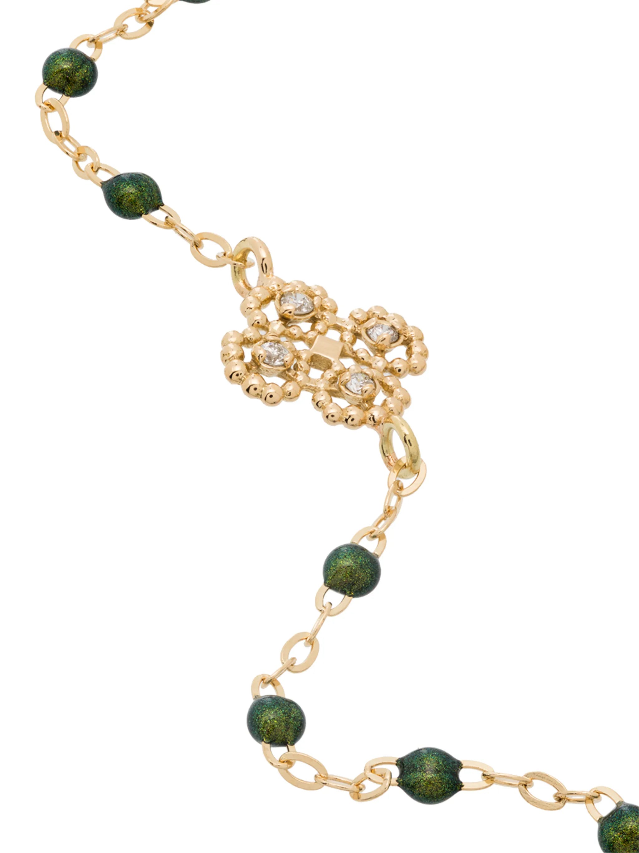 18kt yellow gold beaded diamond bracelet