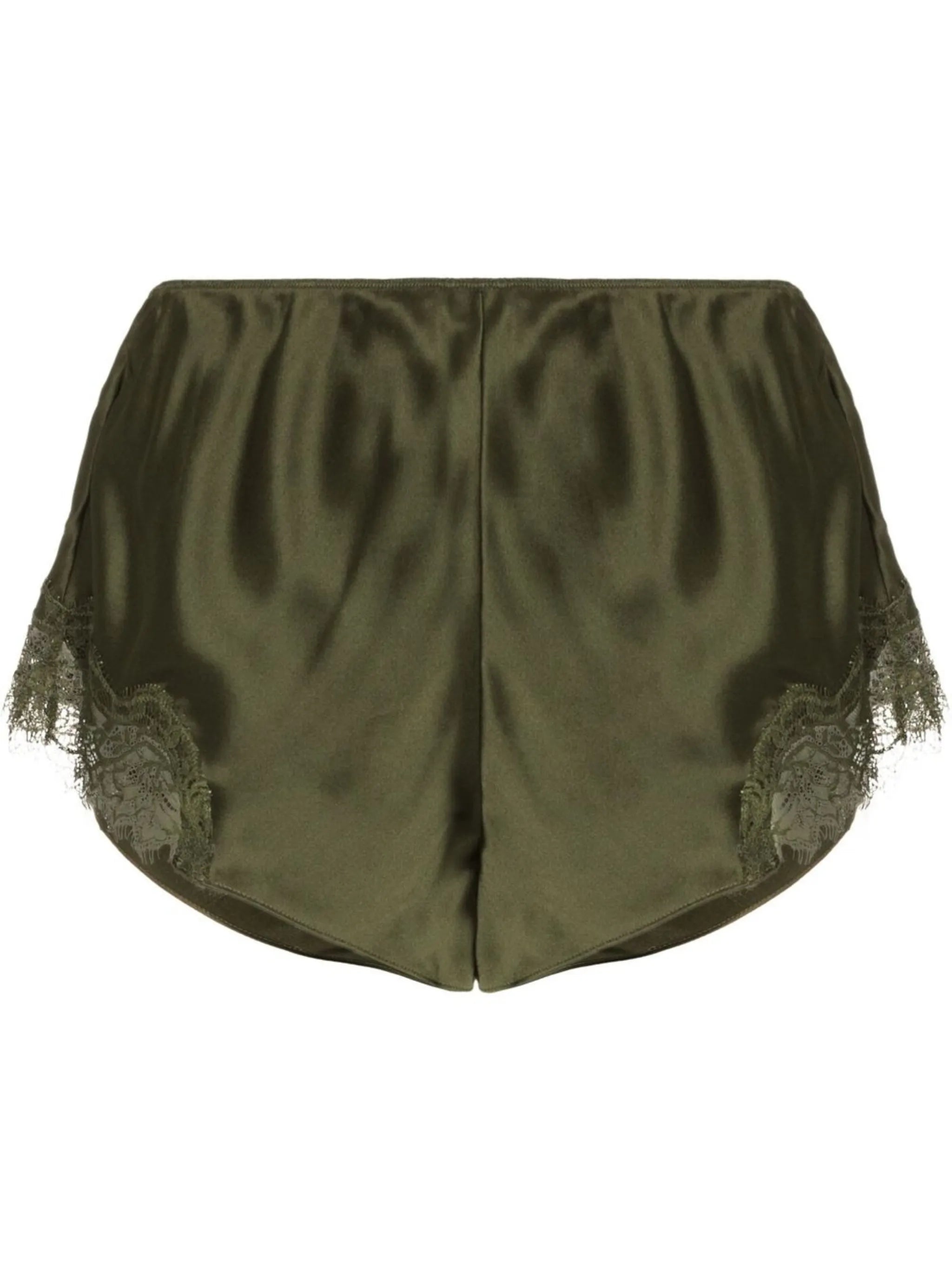 lace trim silk shorts