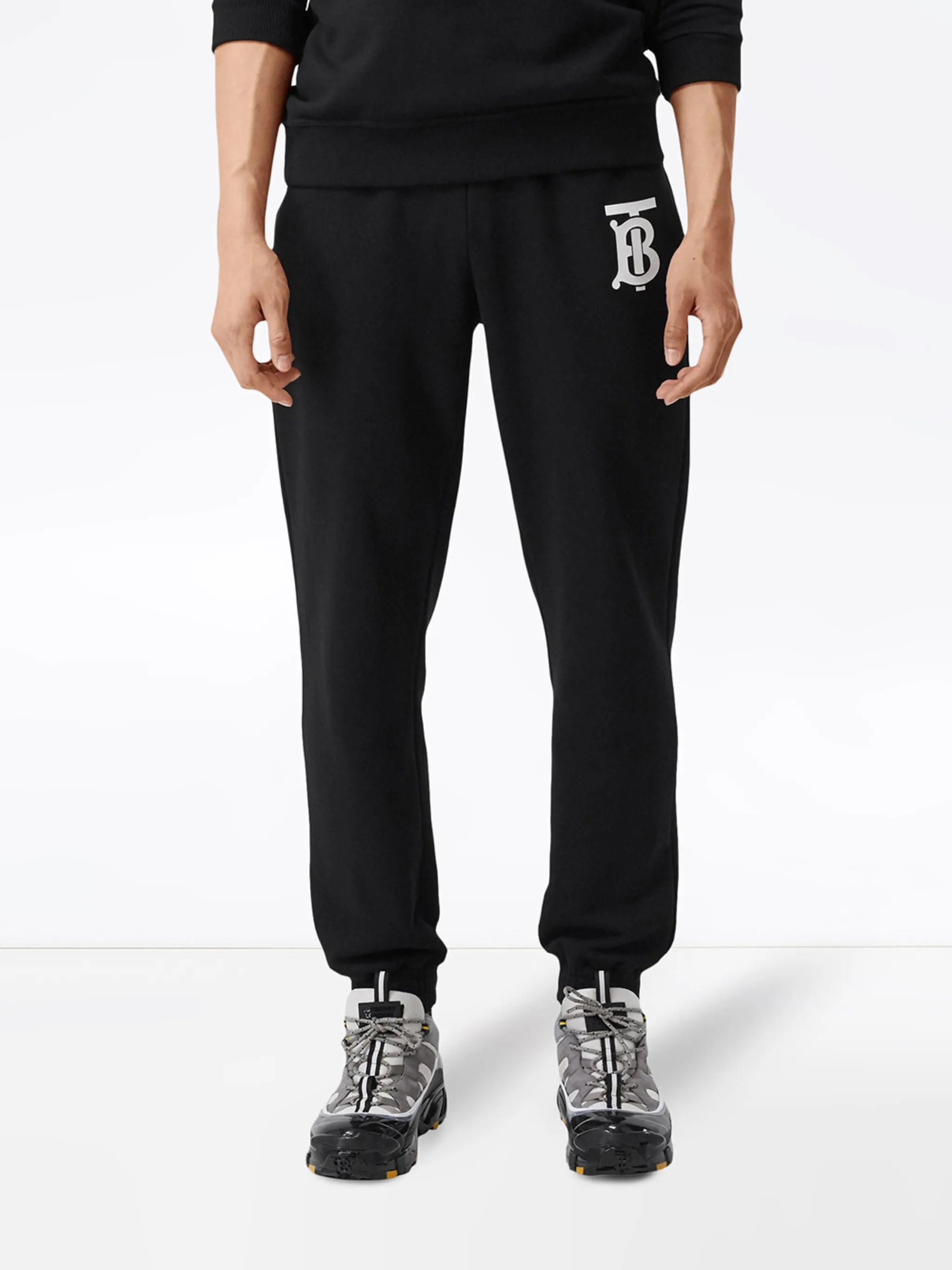 monogram logo cotton track trousers