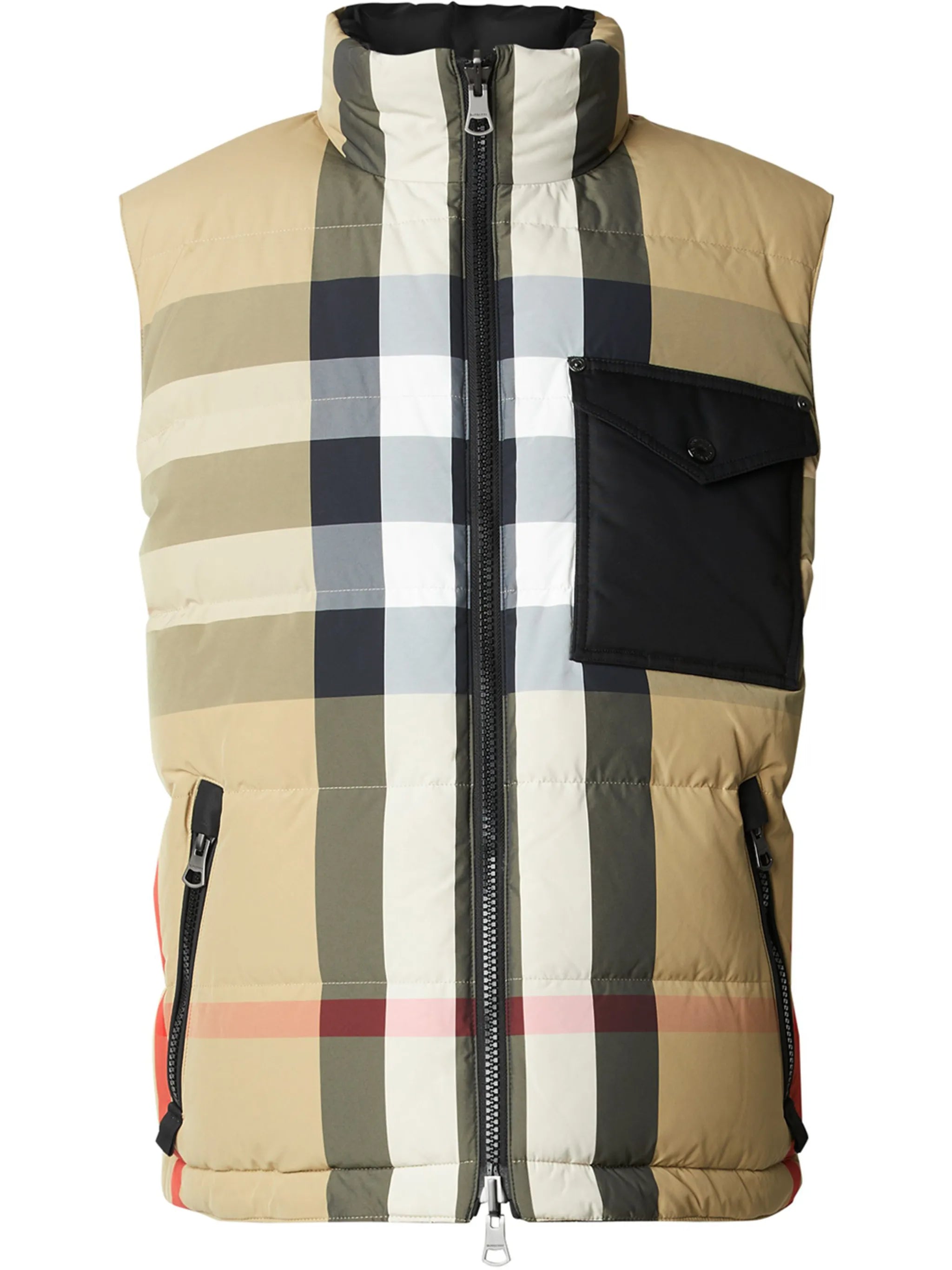 reversible check puffer gilet