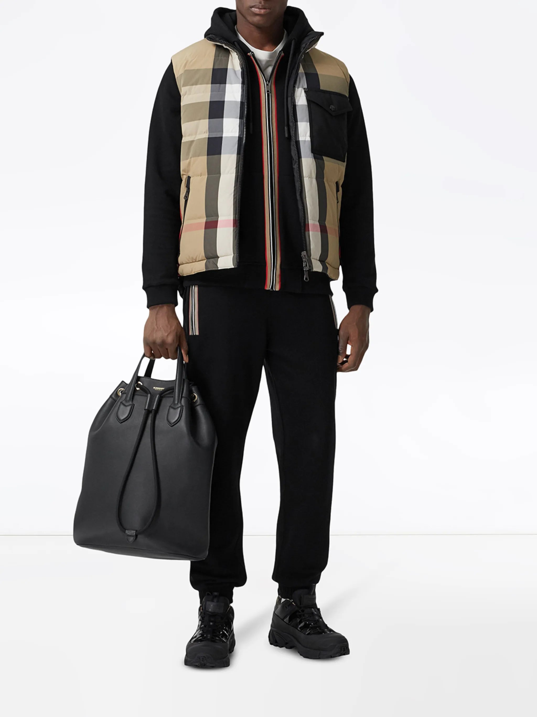 reversible check puffer gilet