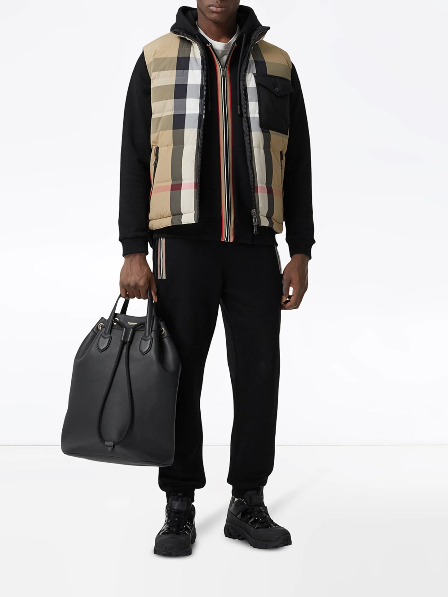 reversible check puffer gilet