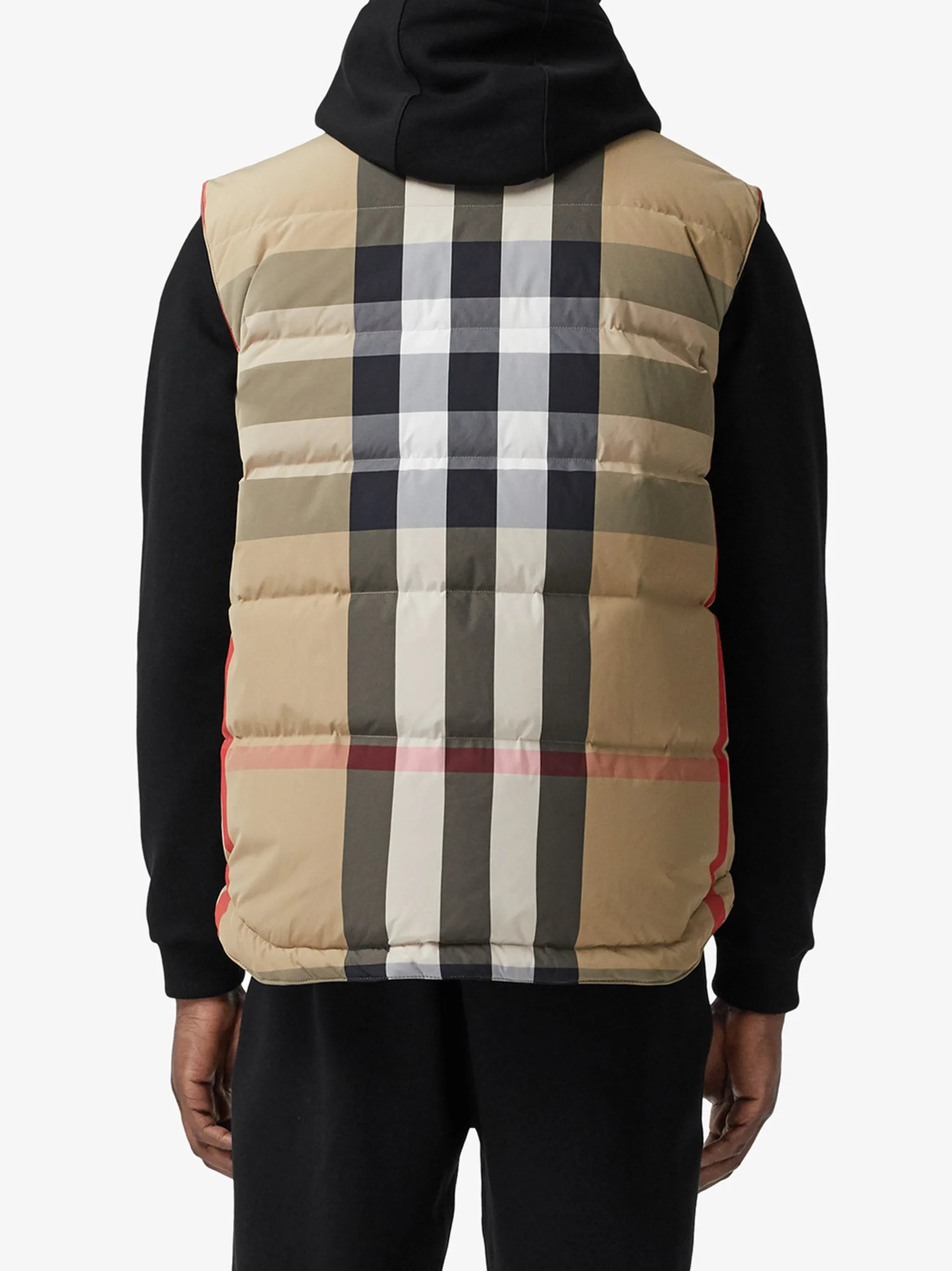 reversible check puffer gilet