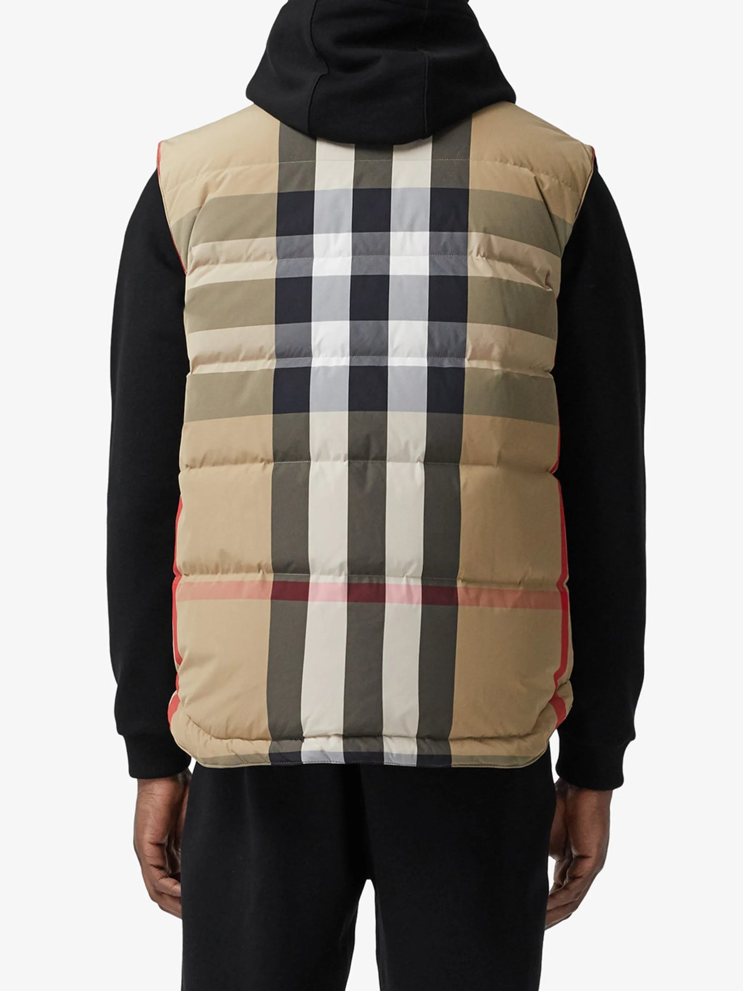 reversible check puffer gilet