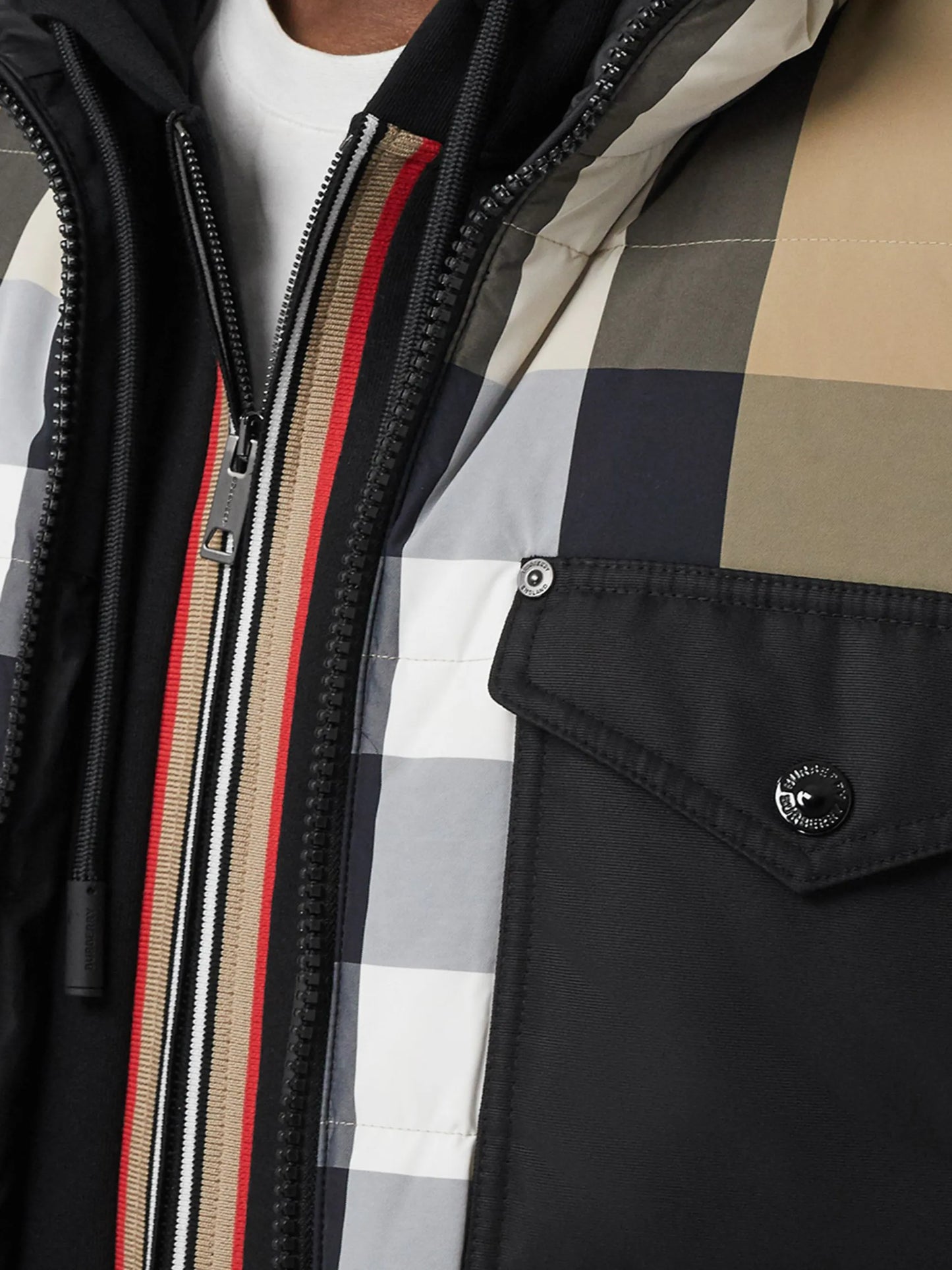 reversible check puffer gilet
