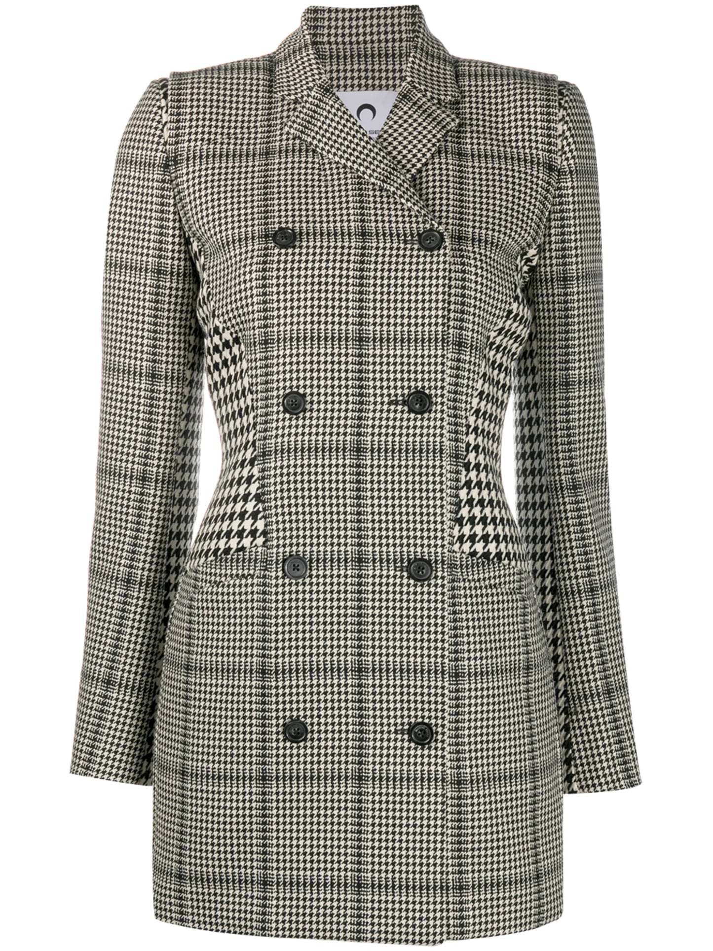 houndstooth print panelled longline blazer