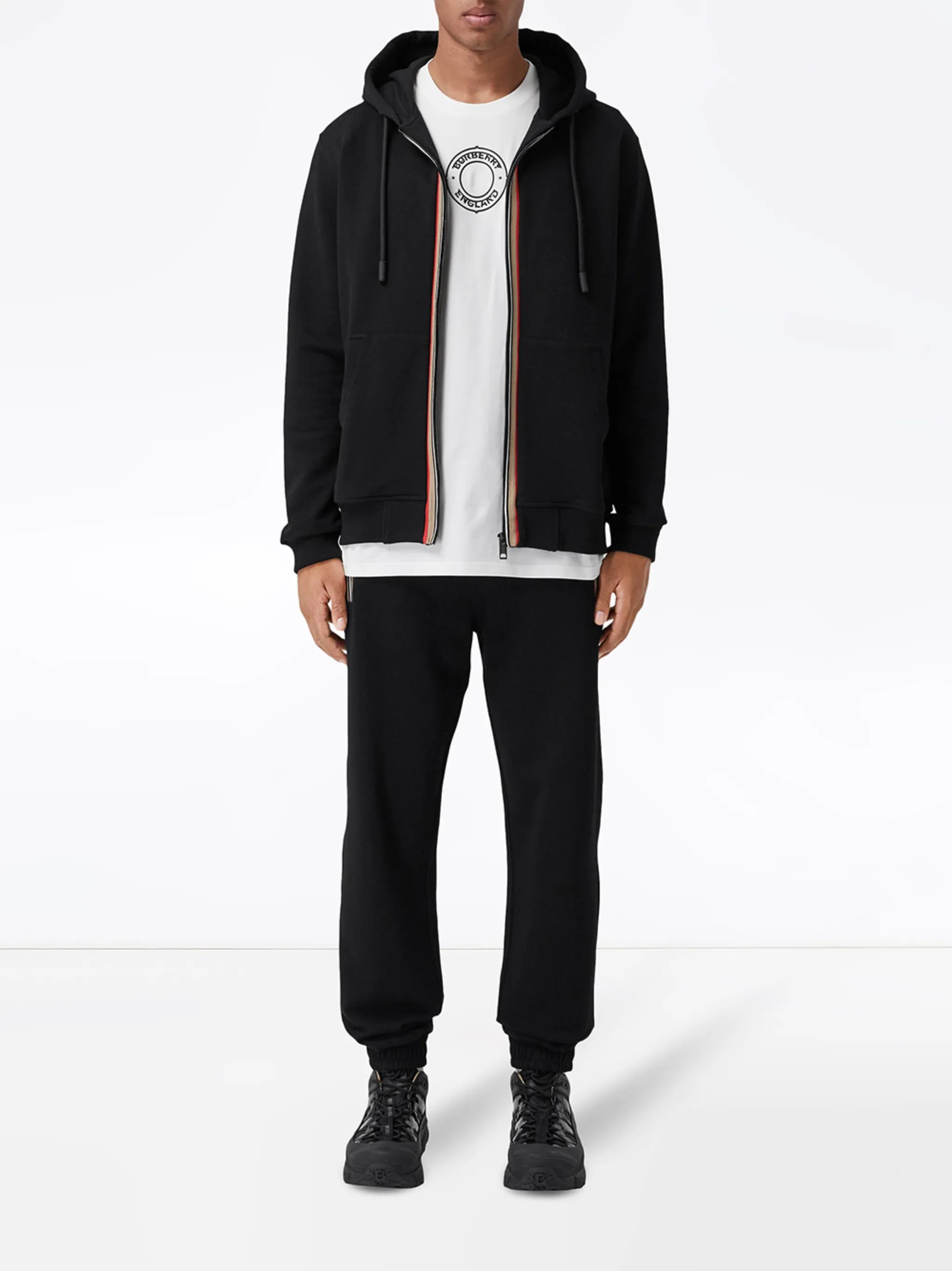 Icon Stripe zip-up hoodie