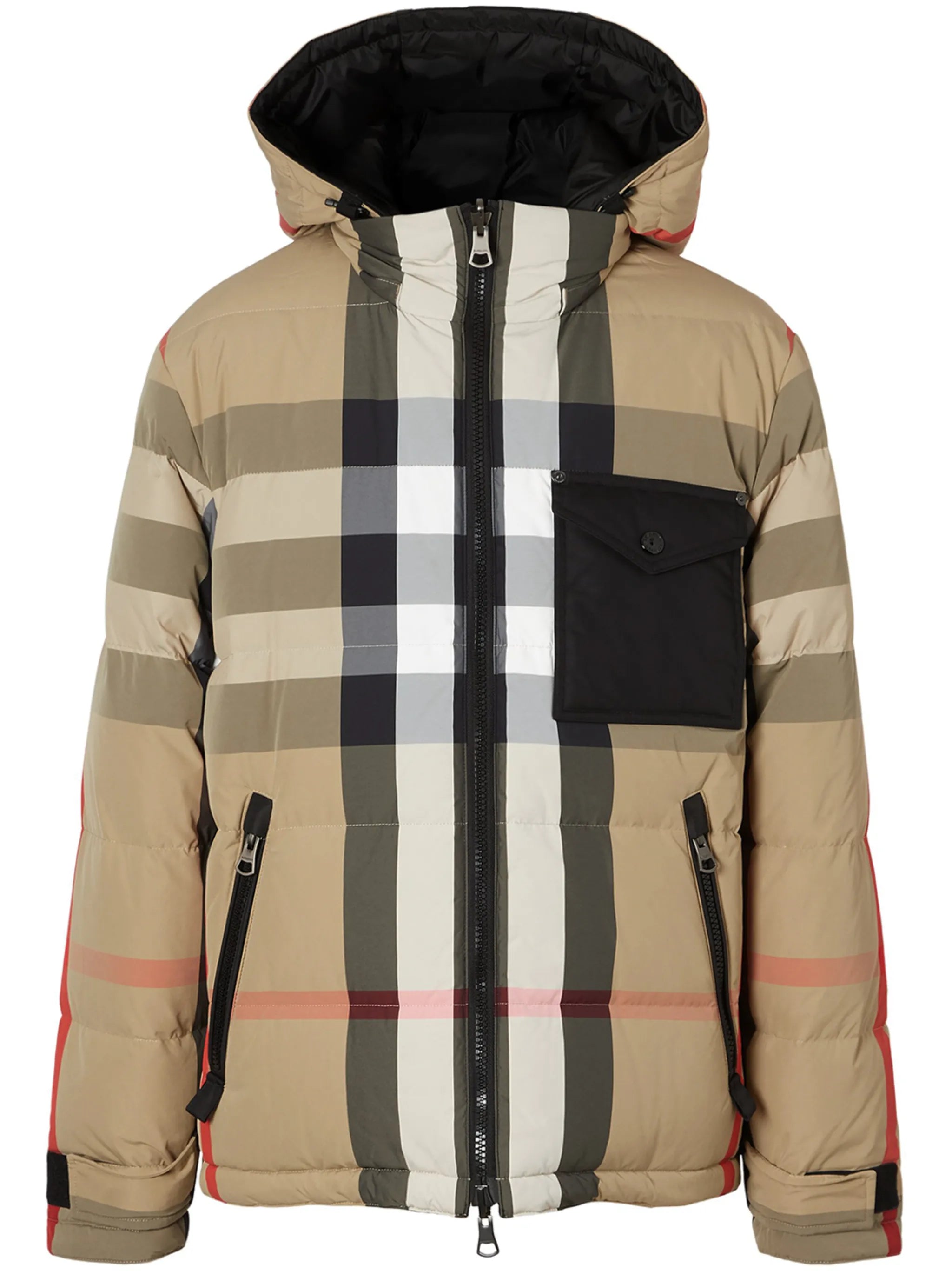 check-pattern hooded jacket