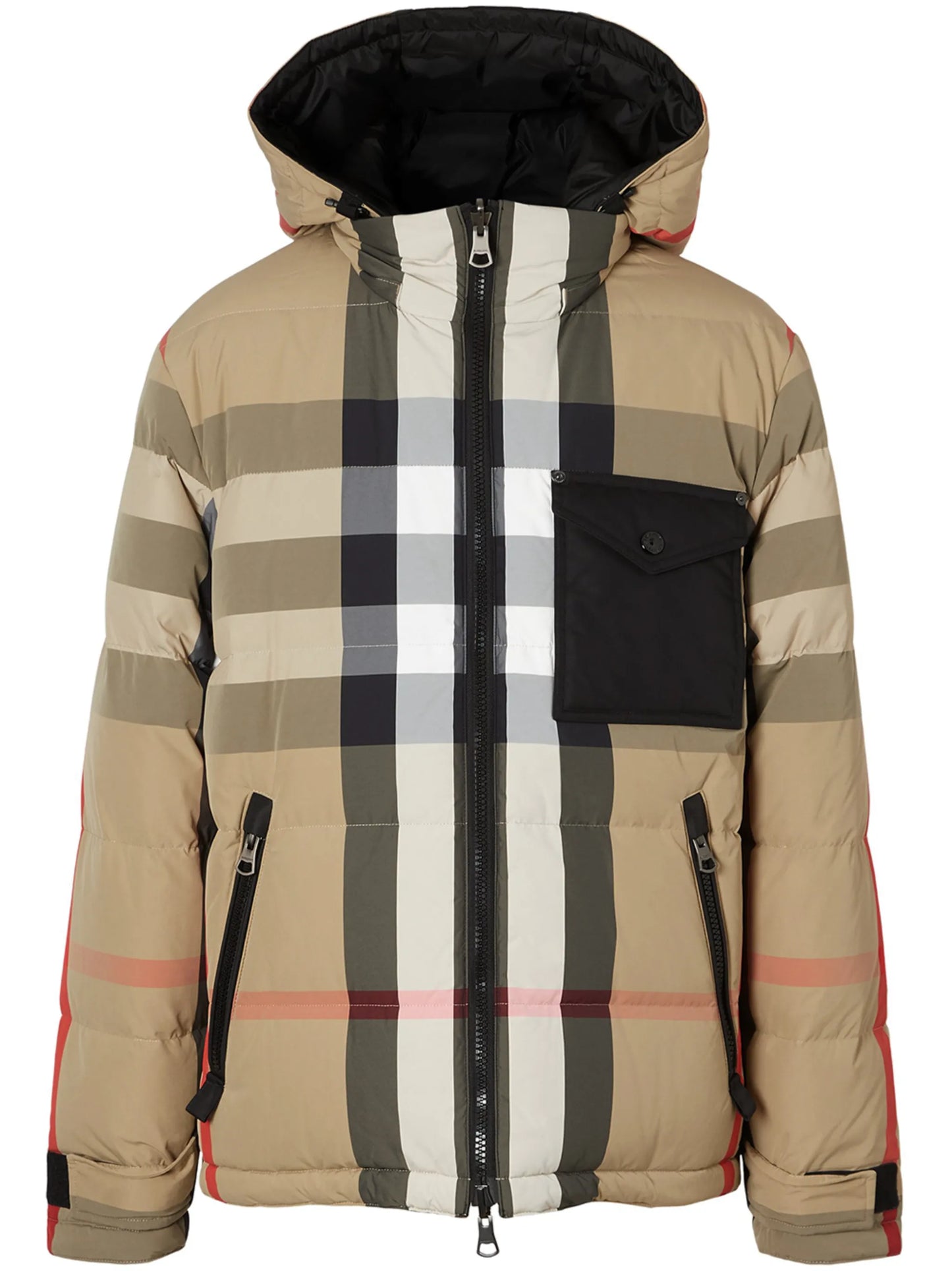 check-pattern hooded jacket