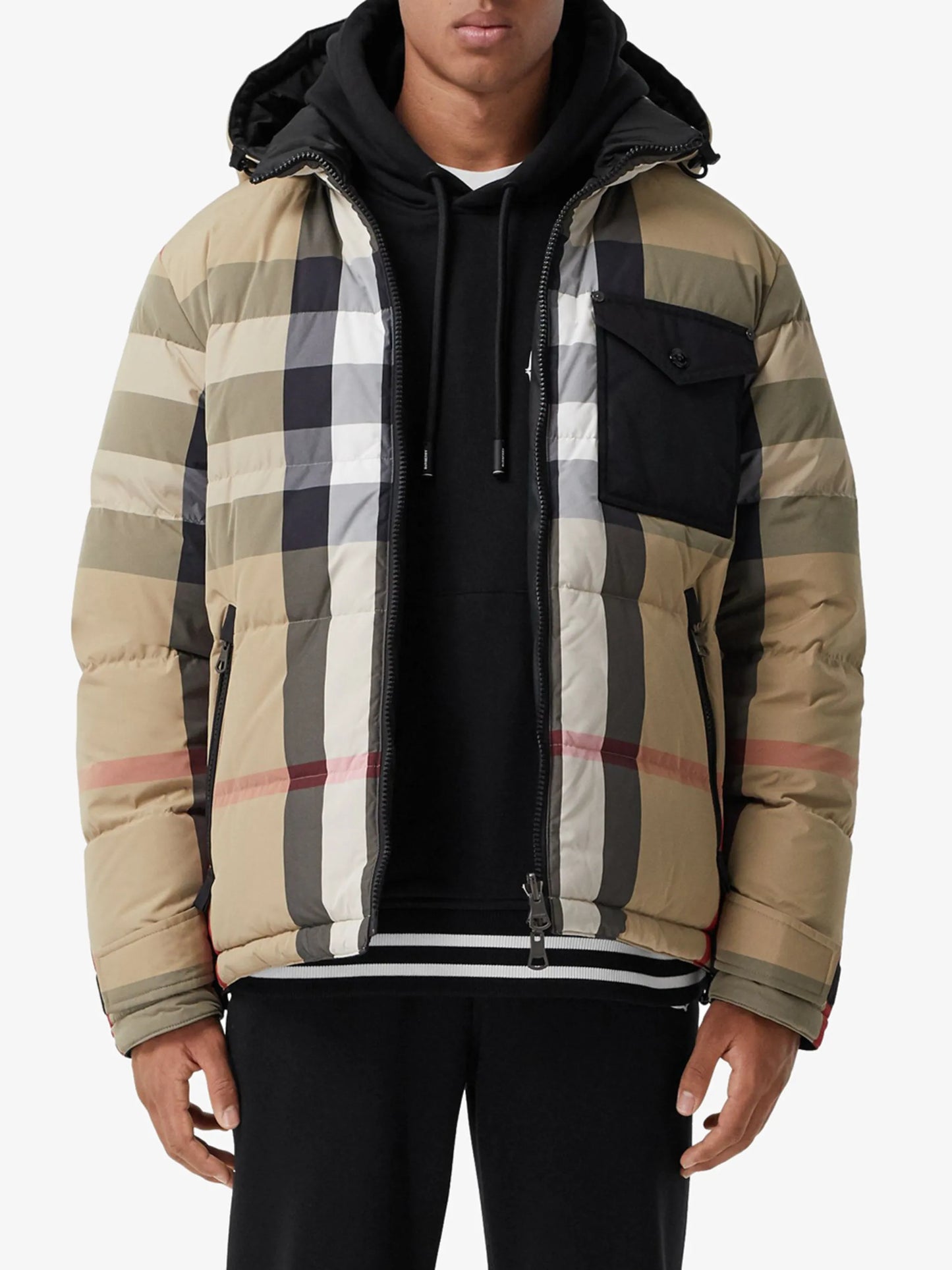reversible check puffer jacket