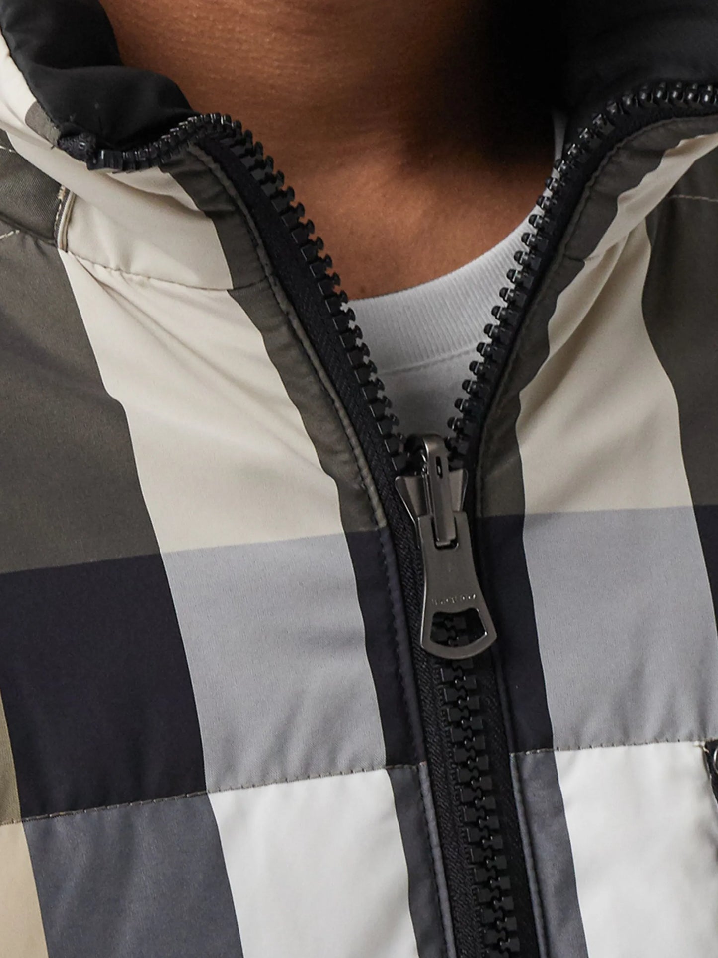 check-pattern hooded jacket