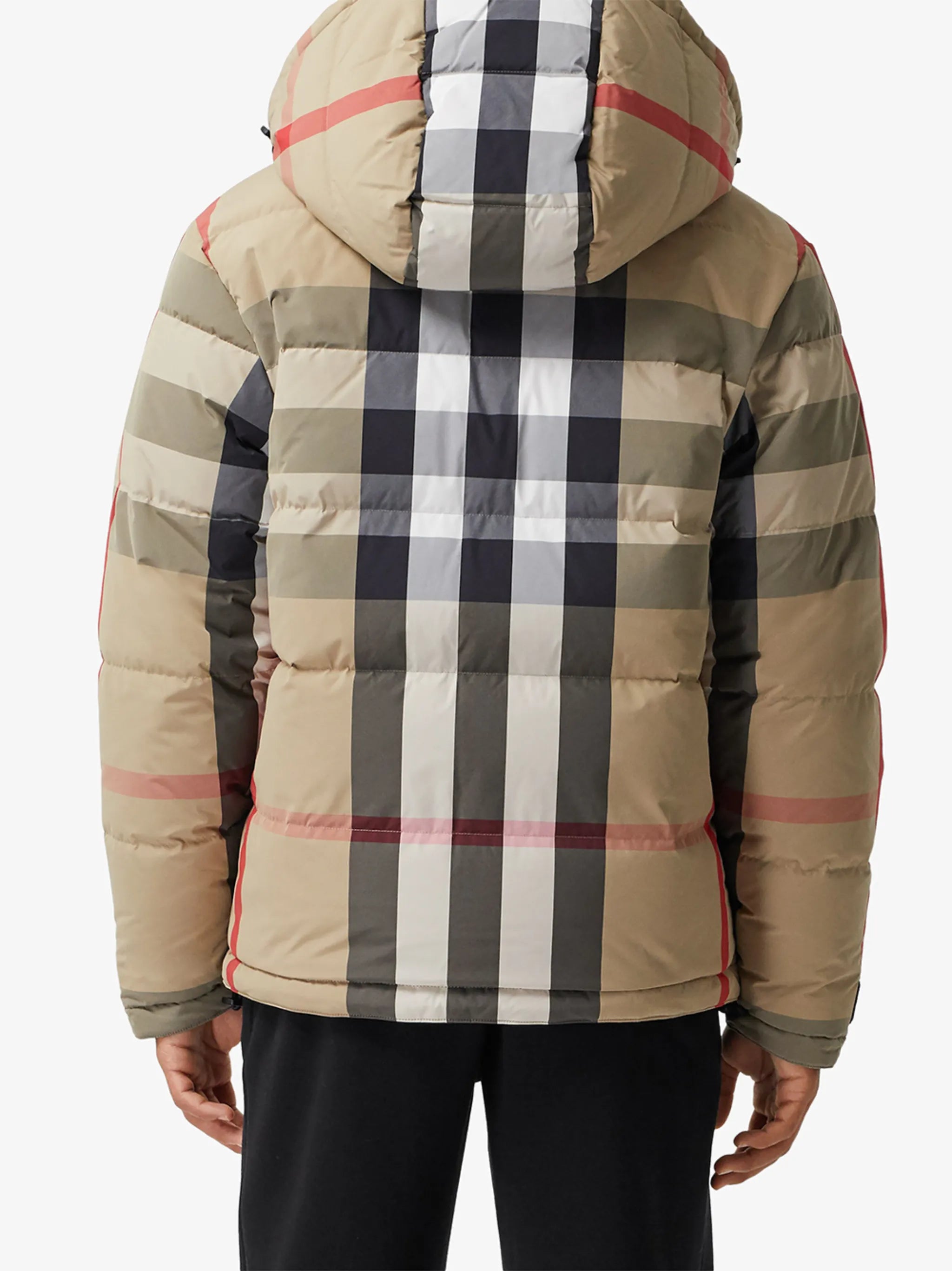 check-pattern hooded jacket