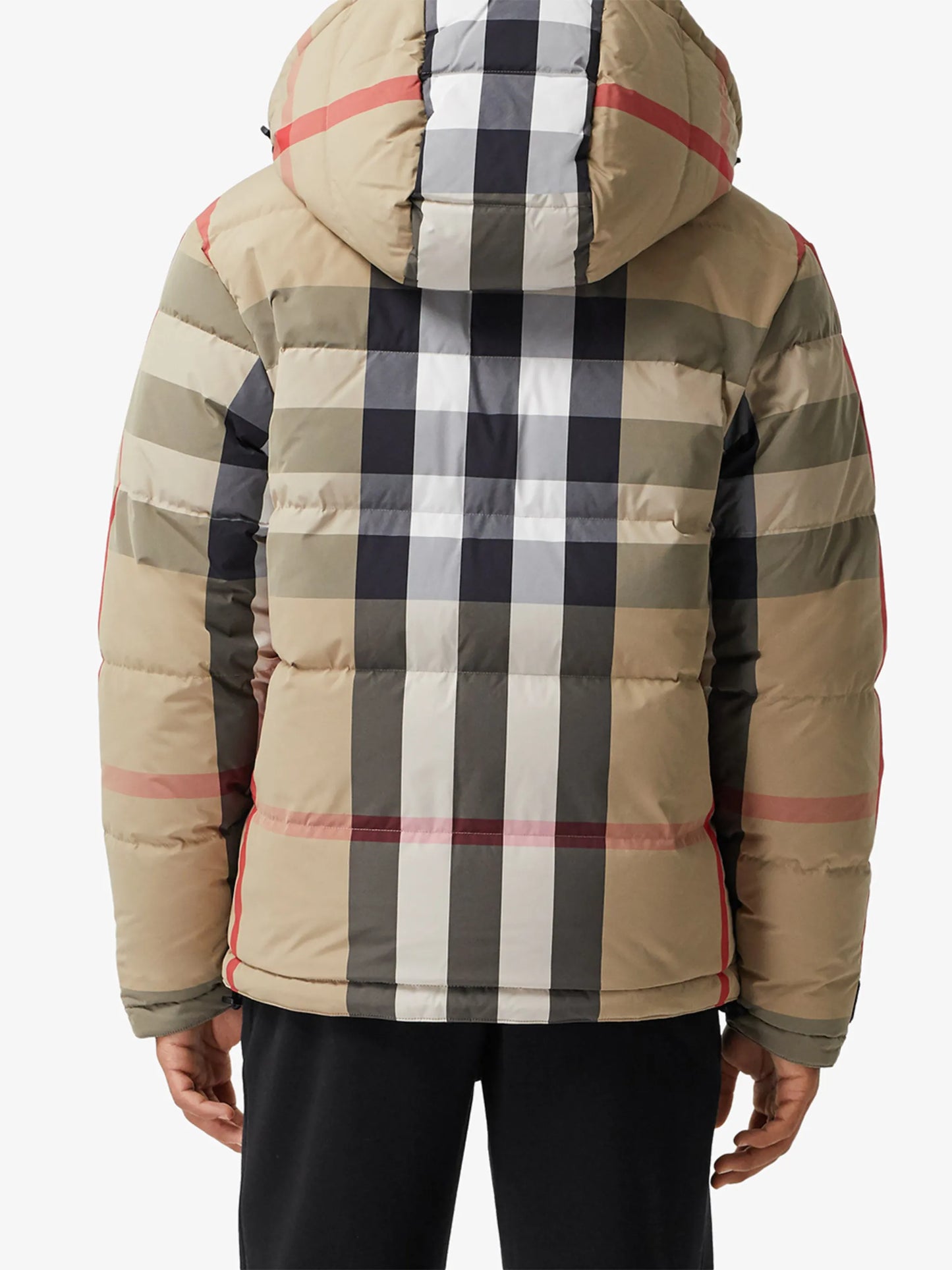 check-pattern hooded jacket