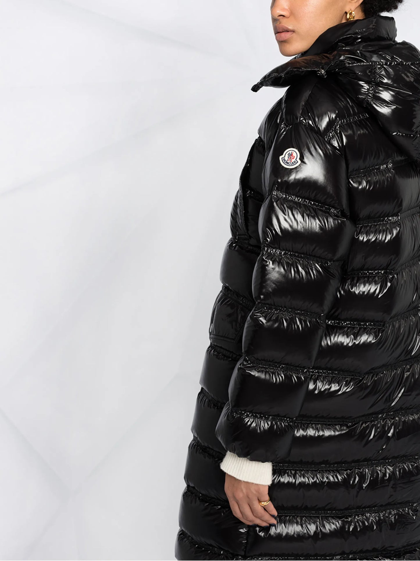 hooded padded midi coat