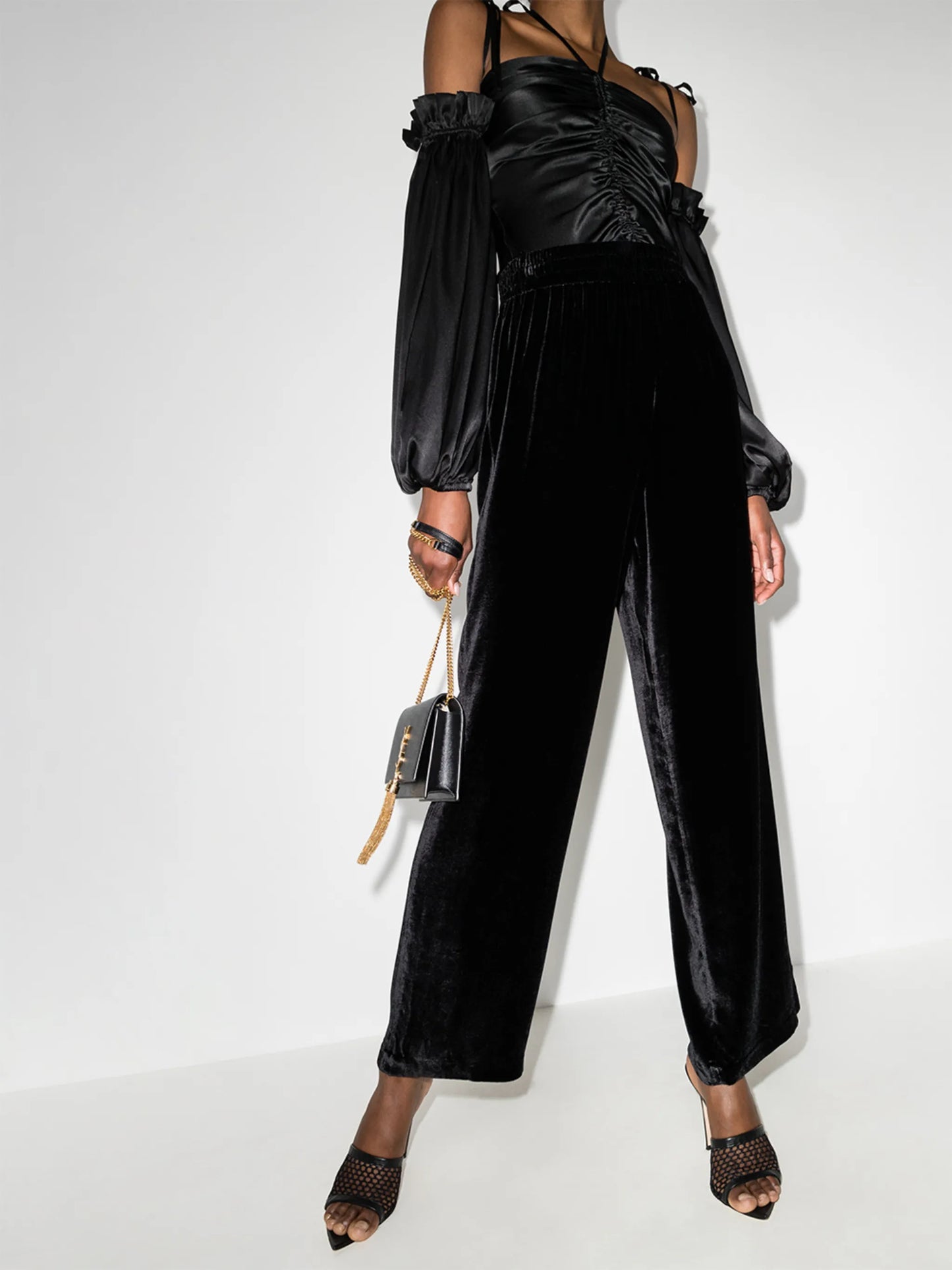 Vanya velvet high-waist trousers