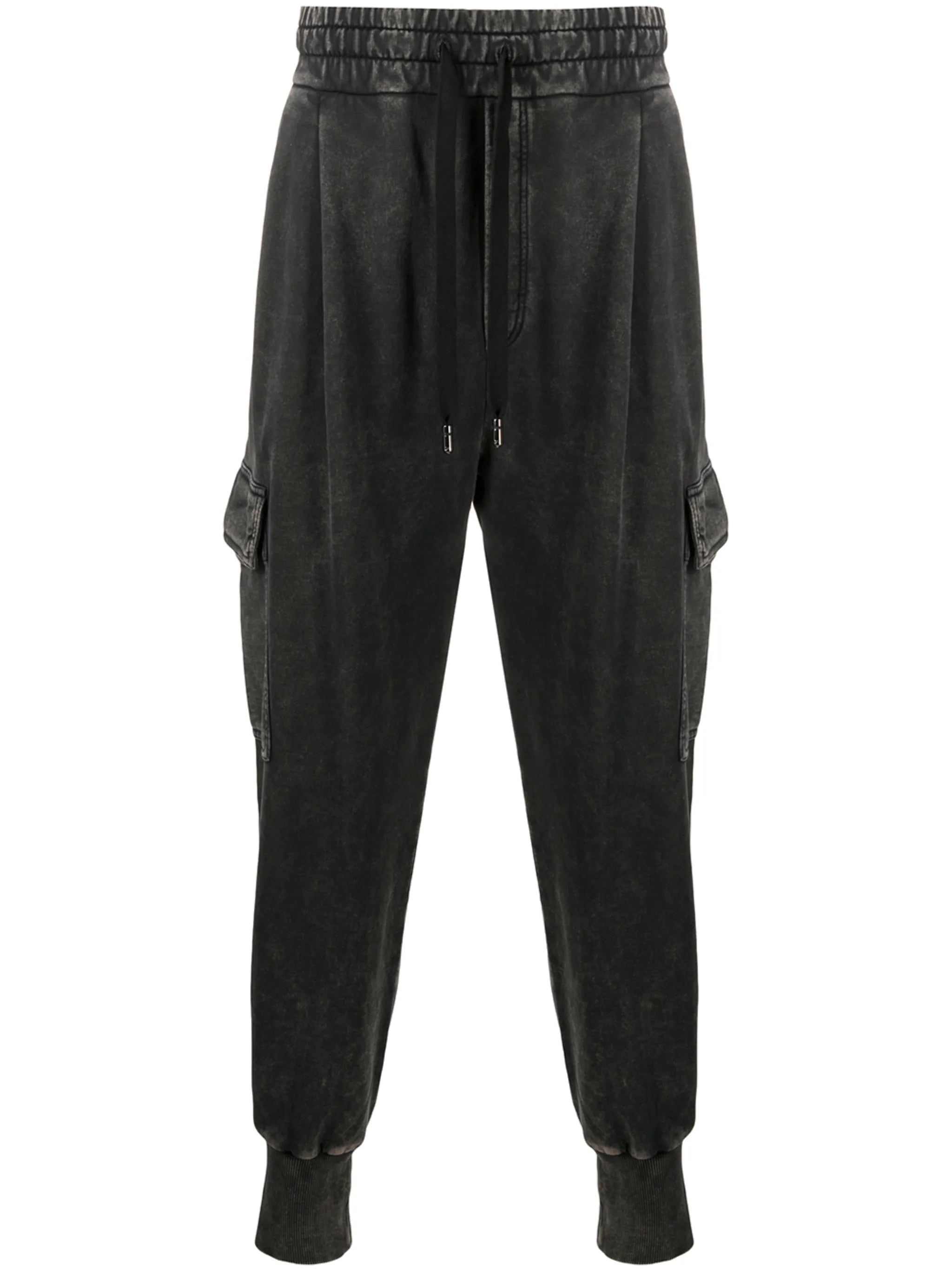 acid-wash cargo track pants