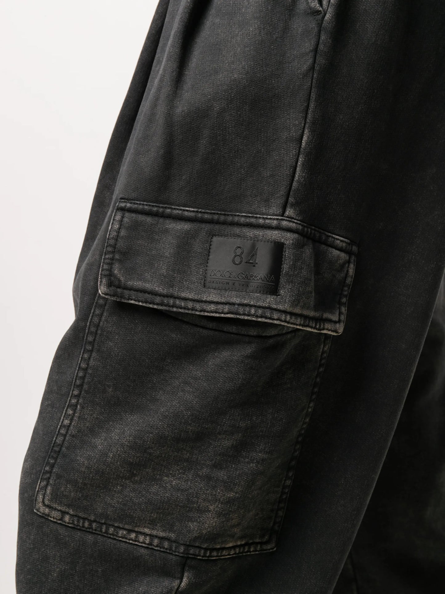 acid-wash cargo track pants