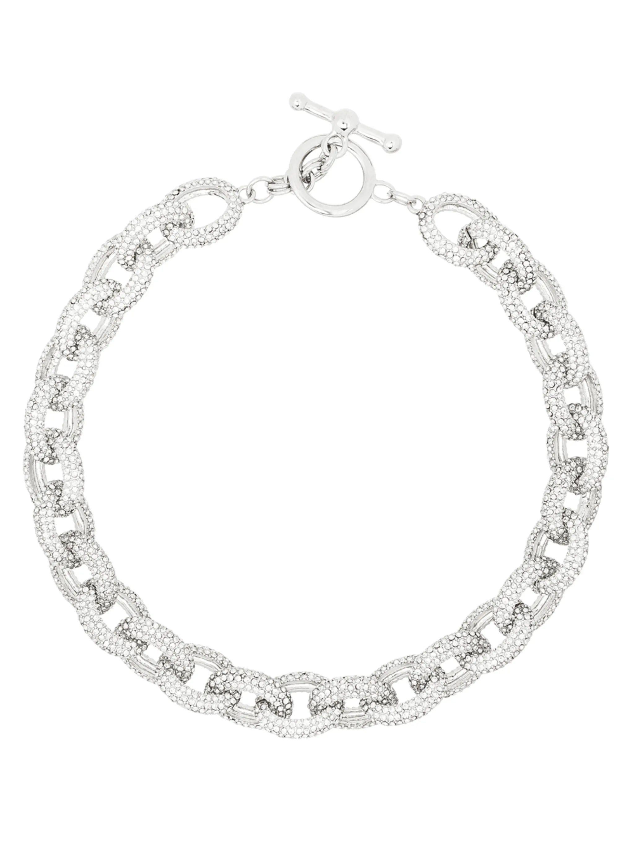 crystal-embellished oval-chain necklace